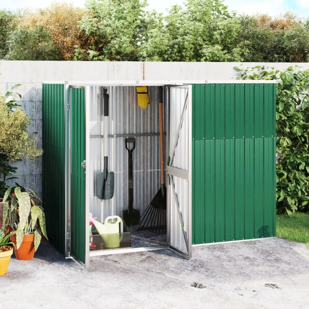 Anself Garden Tool Shed Green 88.6x35x63.4 Galvanized Steel