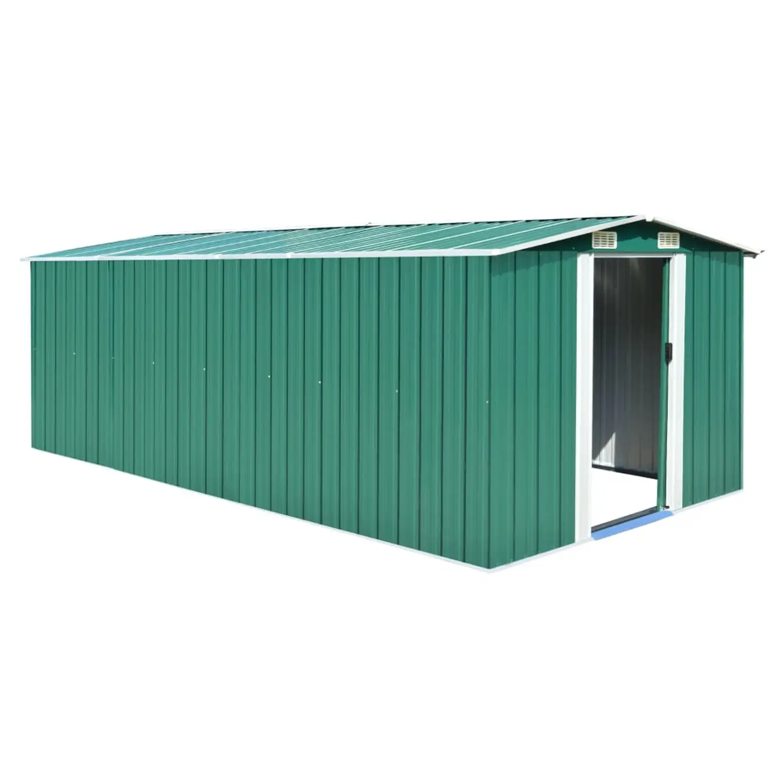 Anself Metal Garden Shed with Double Sliding Doors. Galvanized Steel Tool Storage House. Garden Equipment Organizer for Patio Backyard Lawn 101.2 x 192.5 x 71.3 Inches (W x D x H)