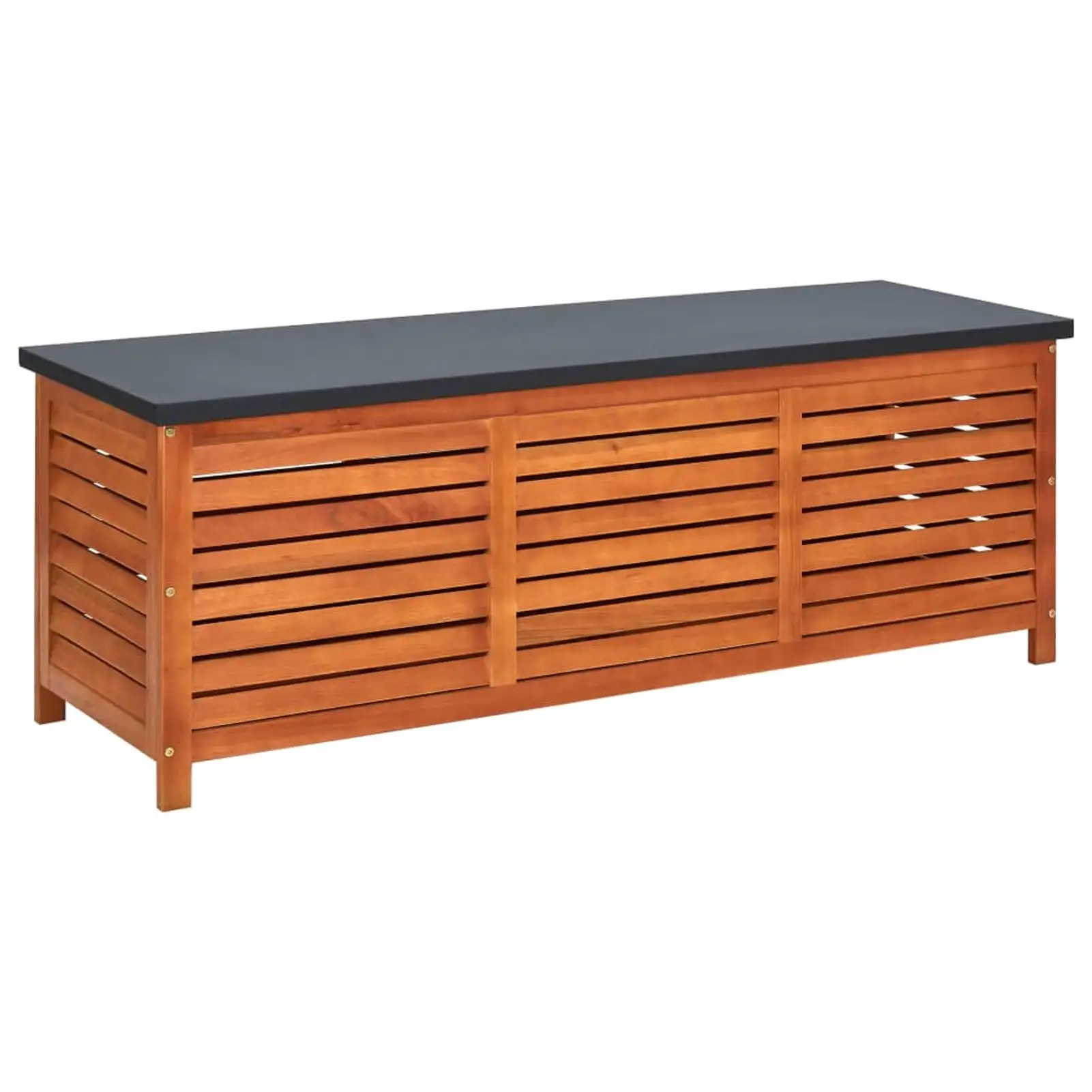 Anself Outdoor Storage Box with Bench Seat Eucalyptus Wood Deck Box Wooden Storage Container Garden Tool Organization for Patio. Lawn. Poolside. Backyard 59.1 x 19.7 x 21.7 Inches (W x D x H)