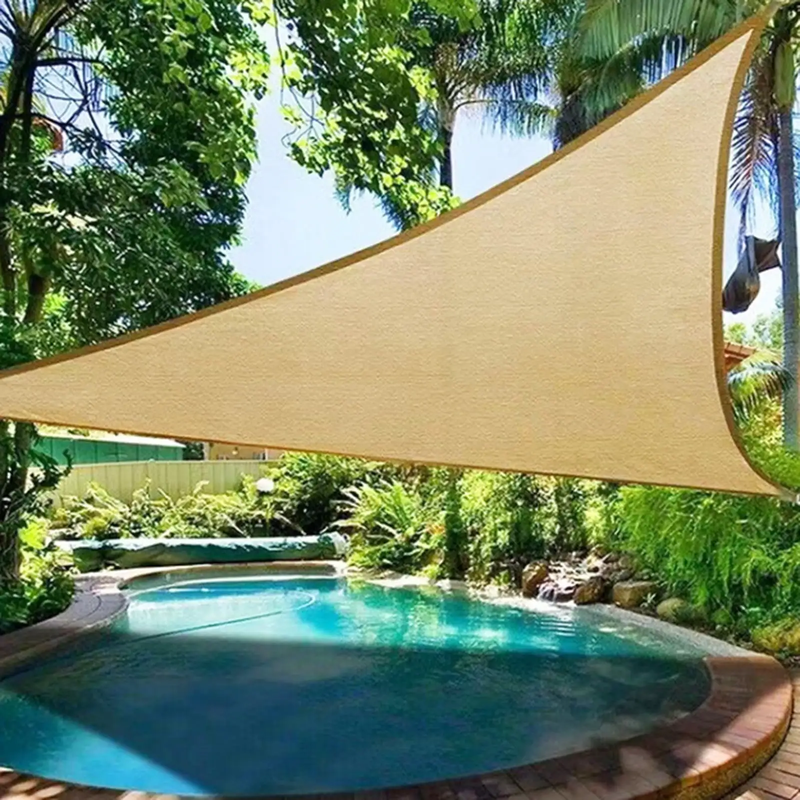 Anvazise 1 Set Shade Sail Heat-resistant Breathable Sun Protection UV Resistant Anti-aging Patio Lawn Garden Triangular Sail Canopy Outdoor Supply style 1 One Size