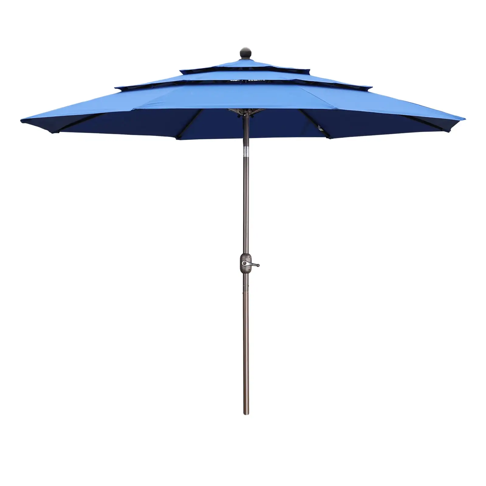 Aoodor 10ft 3 Tier Patio Umbrella - Stylish Outdoor Market Umbrella with Smooth Crank Mechanism - UV-Resistant Canopy - Ideal for Dining Tables (No Base)