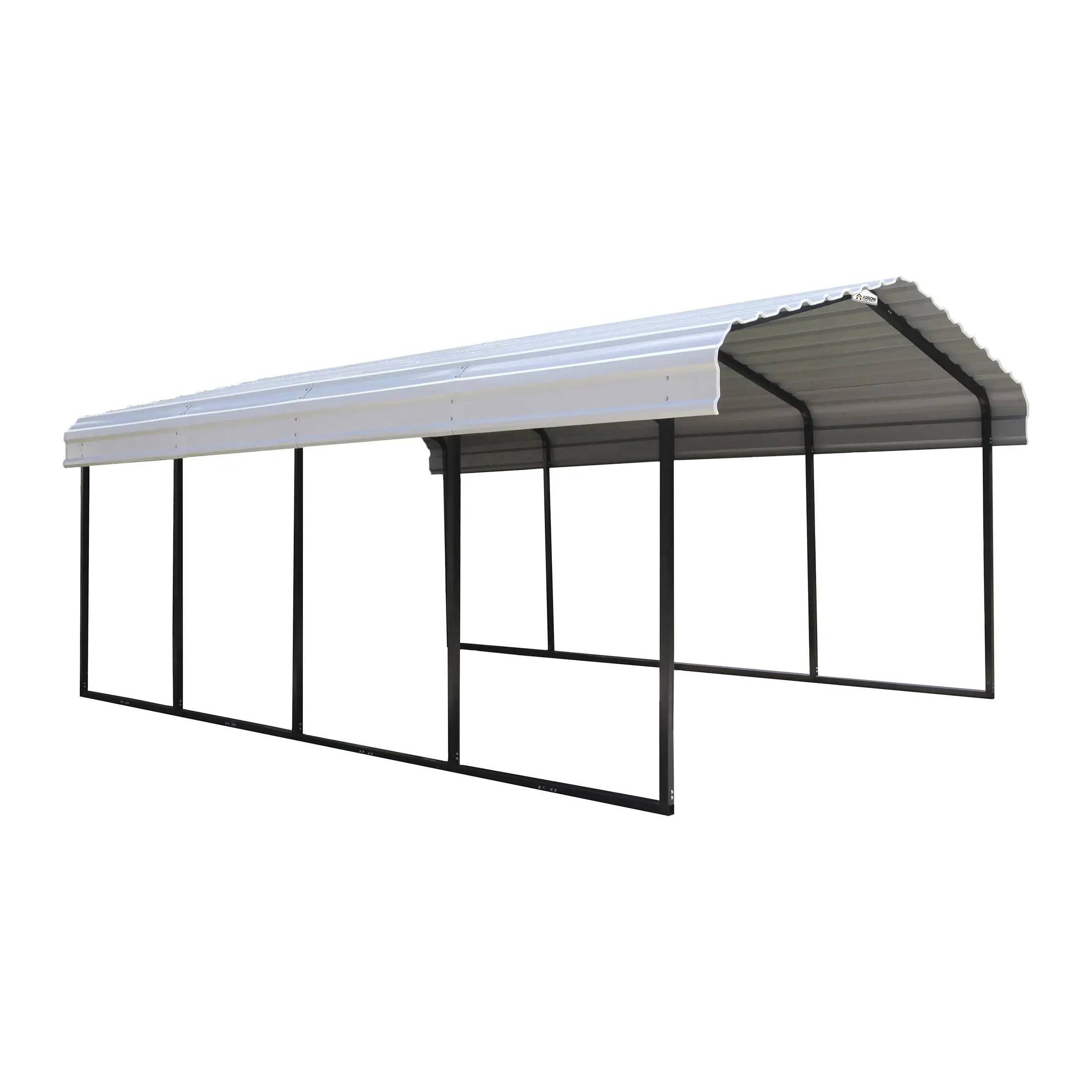 Arrow Carports Galvanized Steel Carport. Full-Size Metal Carport Kit. 12' x 20' x 7'. Eggshell