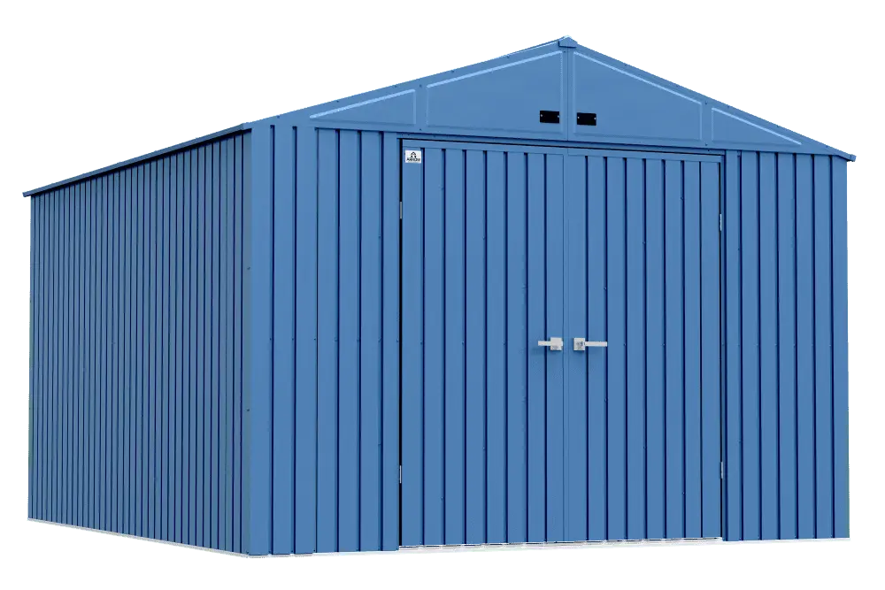 Arrow Elite Steel Storage Shed. 10x14. Blue Grey