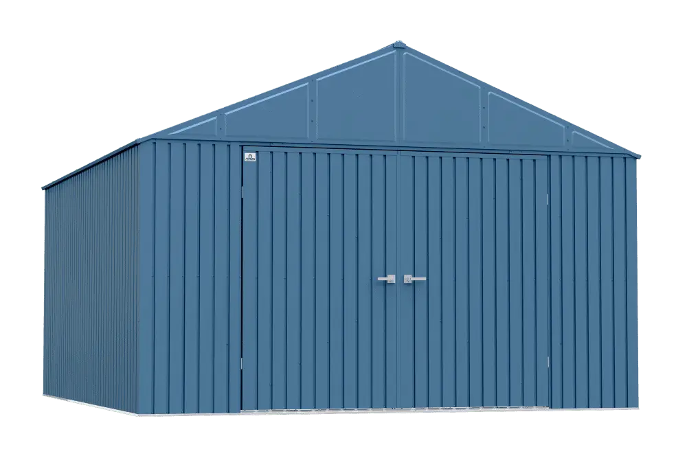 Arrow Elite Steel Storage Shed. 12x14. Blue Grey