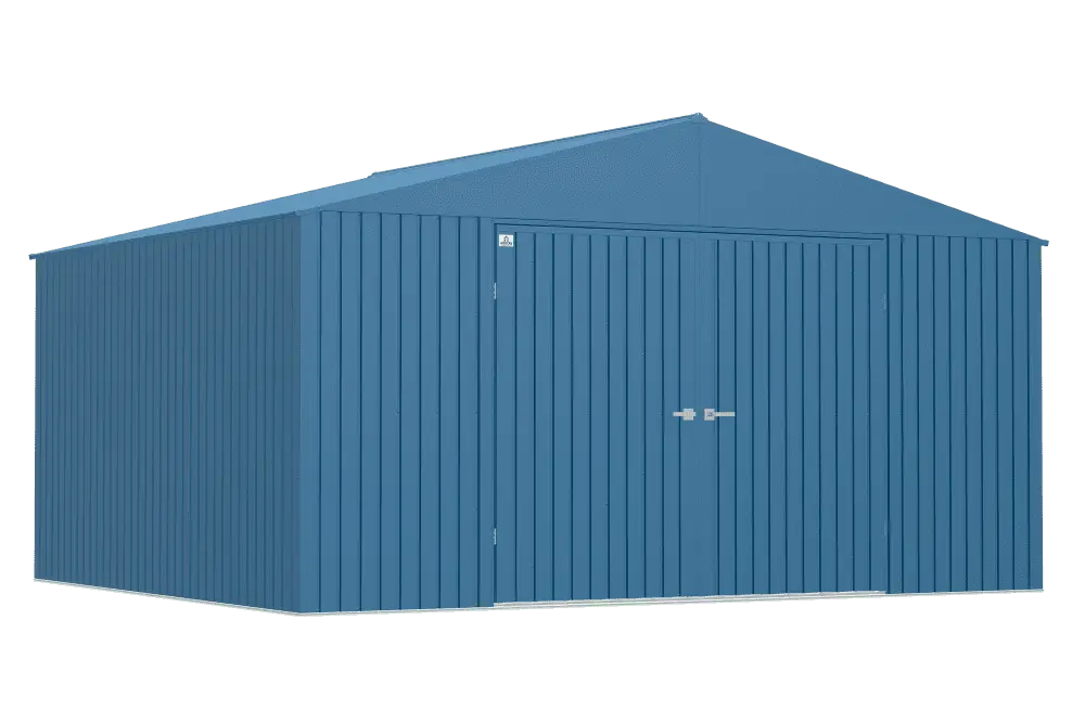 Arrow Elite Steel Storage Shed. 14x12. Blue Grey