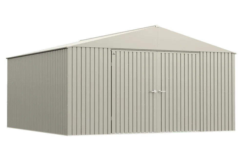 Arrow Elite Steel Storage Shed. 14x14. Cool Grey