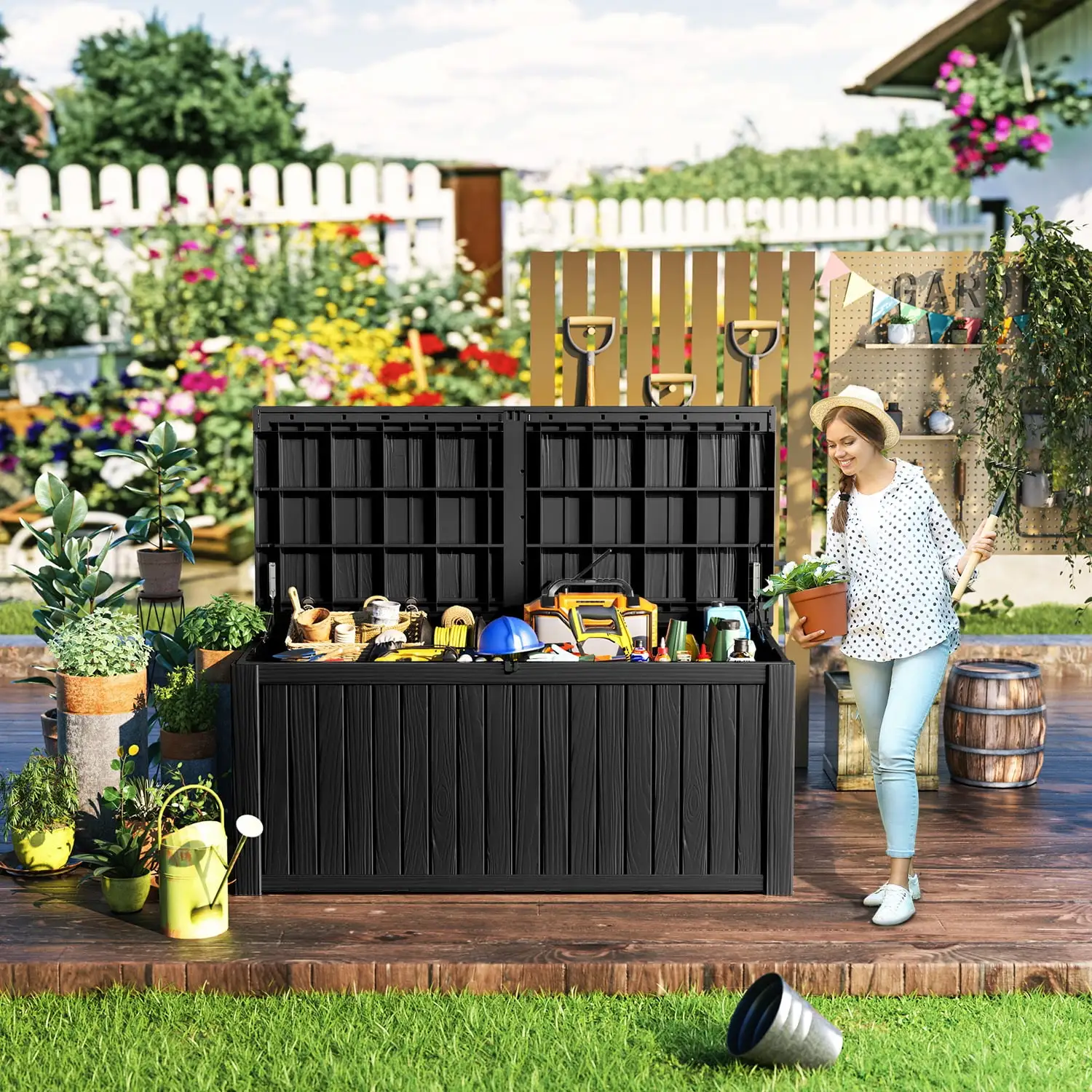 Artmi 180 Gallon Spacious Outdoor Storage Deck Box for Cushions.Landscaping Equipment.and Pool Accessories.Weatherproof