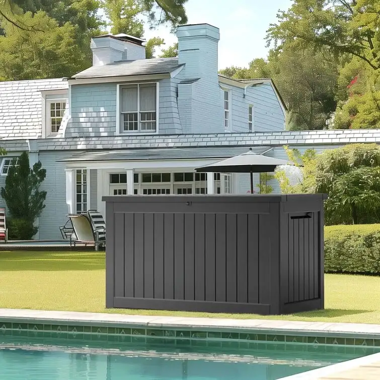 Artmi Deck Box 180 Gallon Outdoor Storage Box Container for Patio. Pool.and Garden-Waterproof and UV Resistant