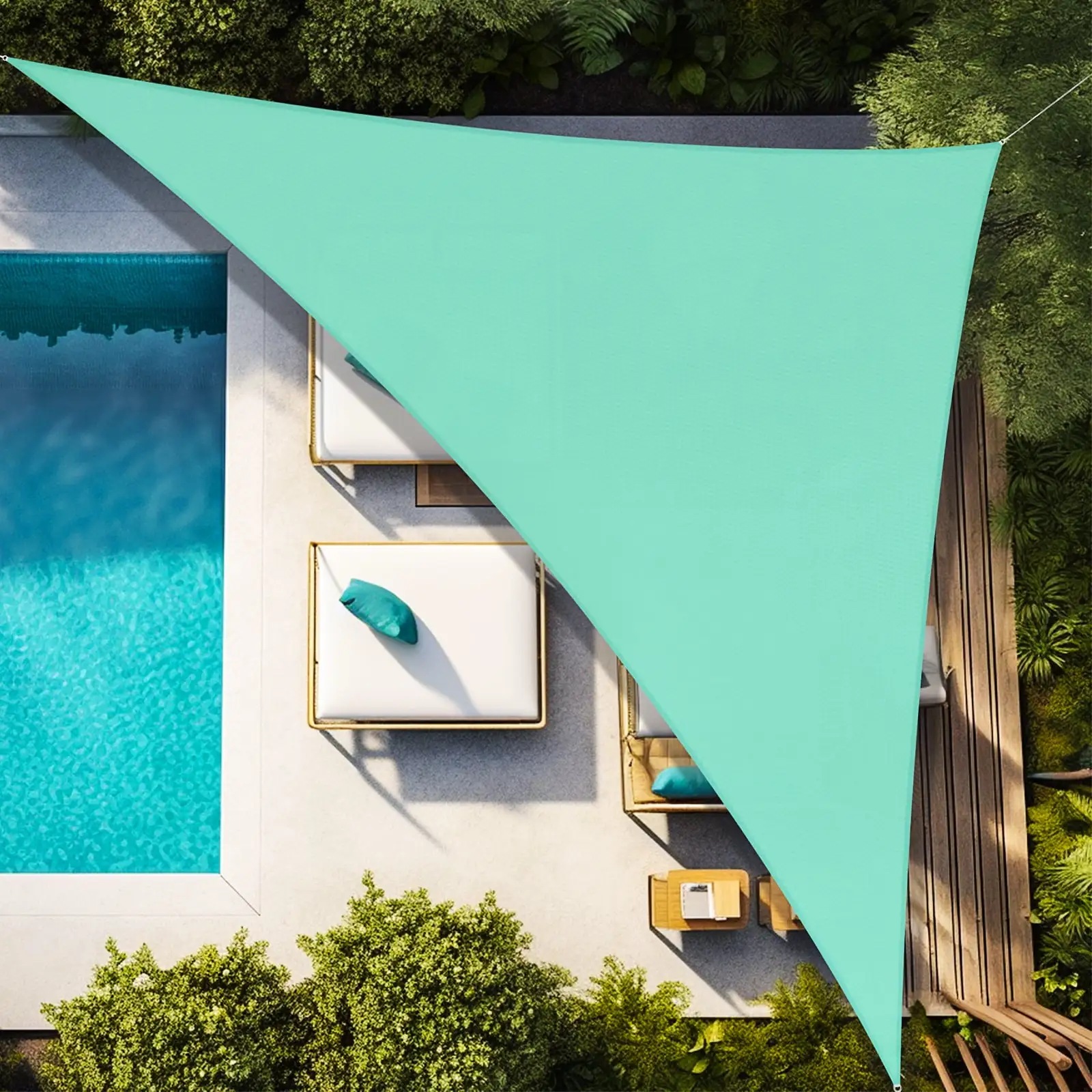 Artpuch 10'x12'x15.6' Customize Sun Shade Sail Turquoise UV Block 185 GSM Commercial Triangle Outdoor Covering for Backyard. Pergola. Pool (Customized Available) AT-10T