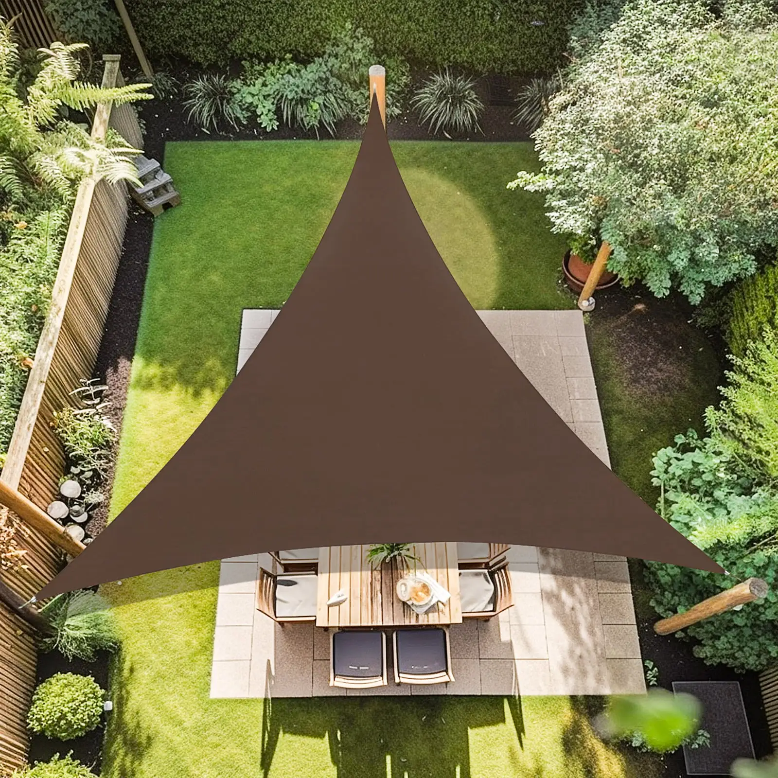 Artpuch 11'x11'x11' Customize Sun Shade Sail Brown UV Block 185 GSM Commercial Triangle Outdoor Covering for Backyard. Pergola. Pool (Customized Available) AT-10T