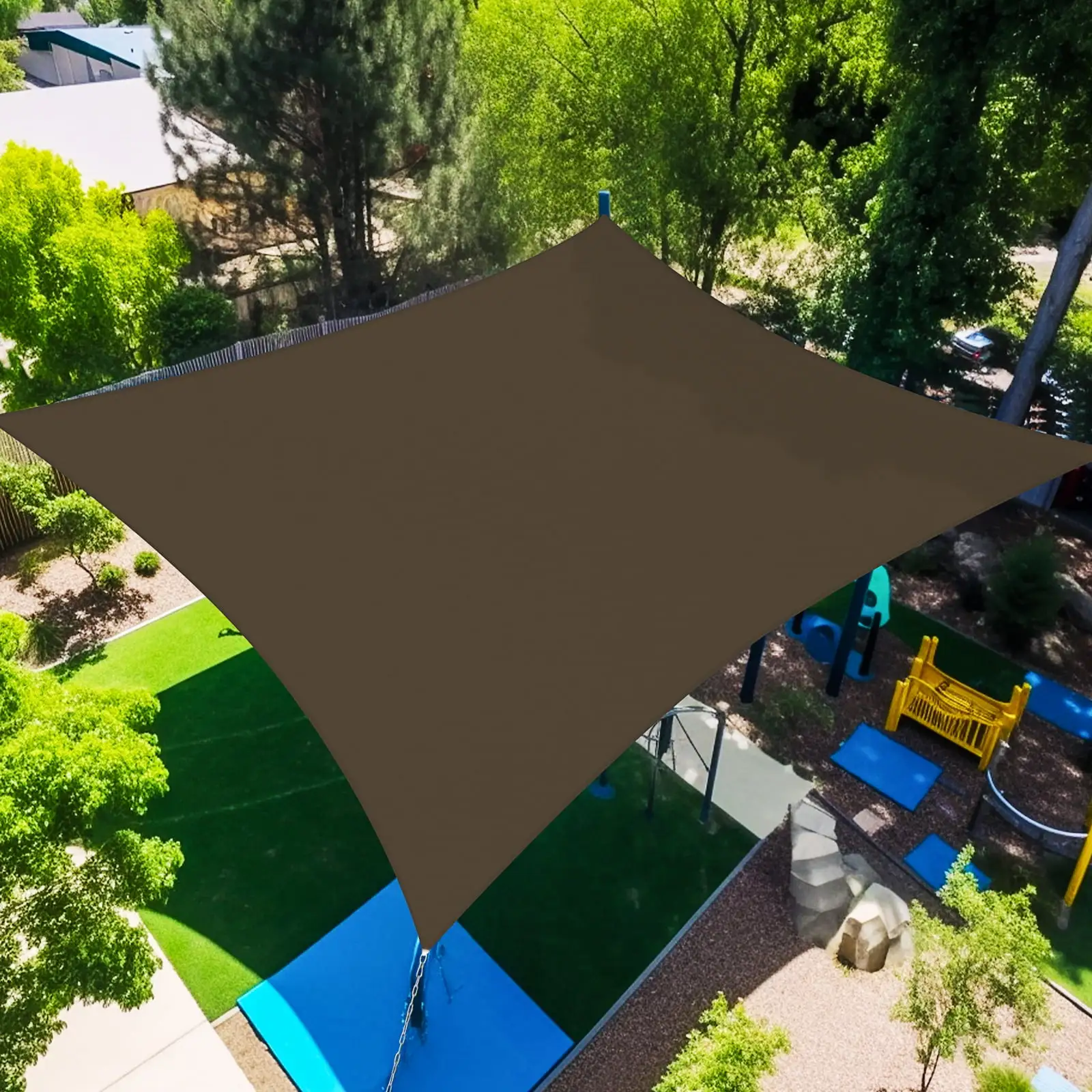 Artpuch 15'x15' Customize Brown Sun Shade Sail UV Block 185 GSM AT1216 Commercial Rectangle Outdoor Covering for Backyard. Pergola. Pool (Customized Available)