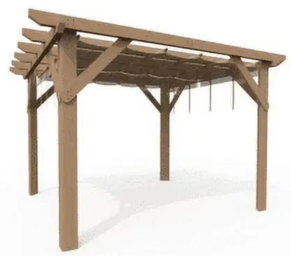 Ataucjin 10' x 10' Outdoor Pergola with Sun Shade Canopy Patio Metal Shelter Wood Pergola with Durability. Stability. Structure. Snow and Wind Supported. Corrosion Resistance