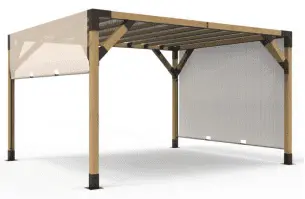 Ataucjin 12'x14' Outdoor Pergola with Sun Shade Canopy Patio Metal Shelter Wood Pergola with Durability. Stability. Structure. Snow and Wind Supported. Corrosion Resistance