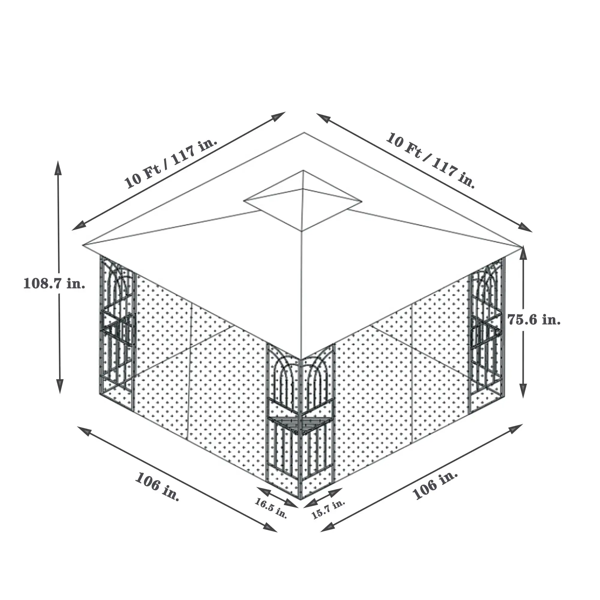 Aukfa Outdoor Patio Gazebo Canopy Tent - 10x10 FT with Mosquito Net. Brown Brown