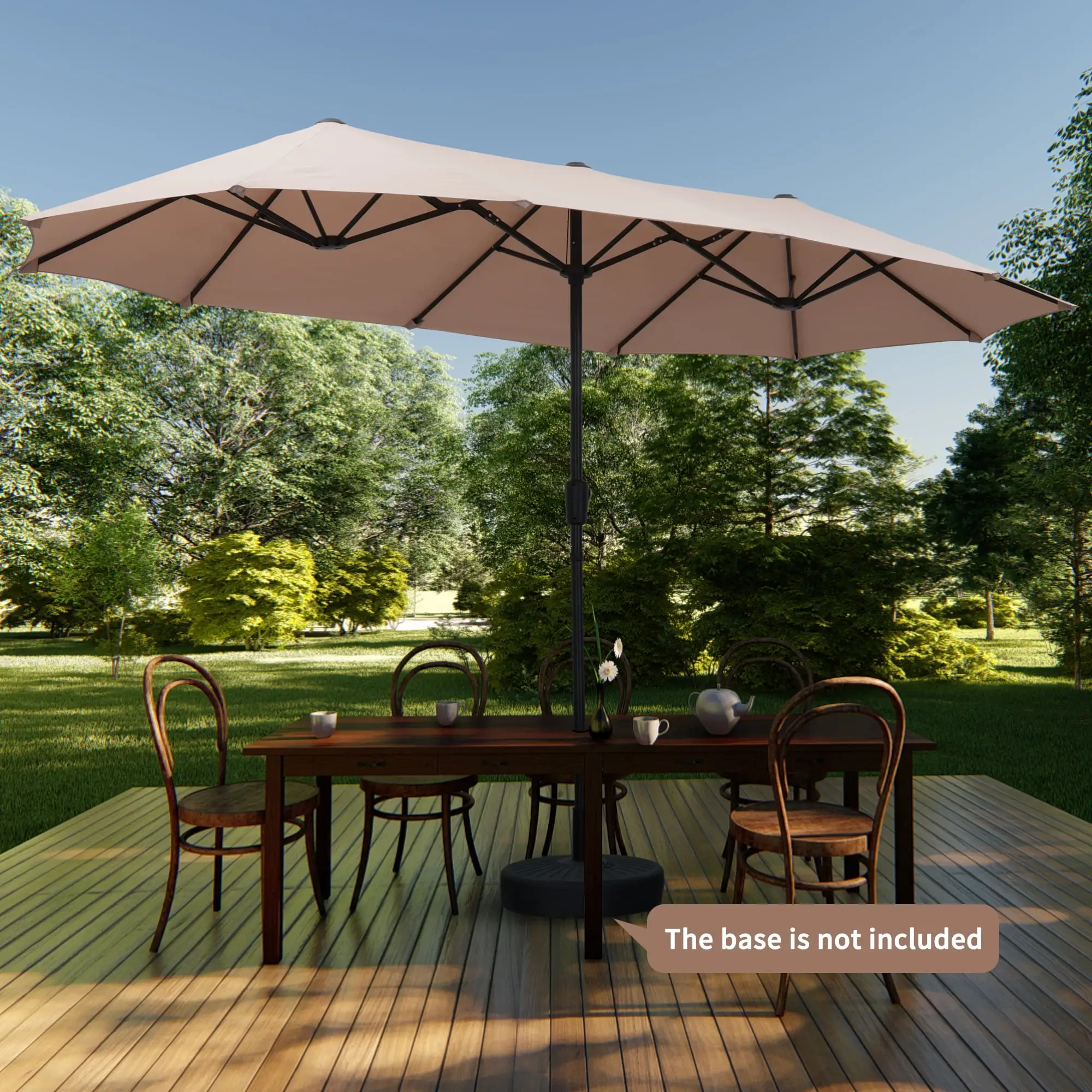 Autlaycil 13 FT Patio Umbrella with Sun Protection & Easy Crank for Deck Pool Patio. Beige