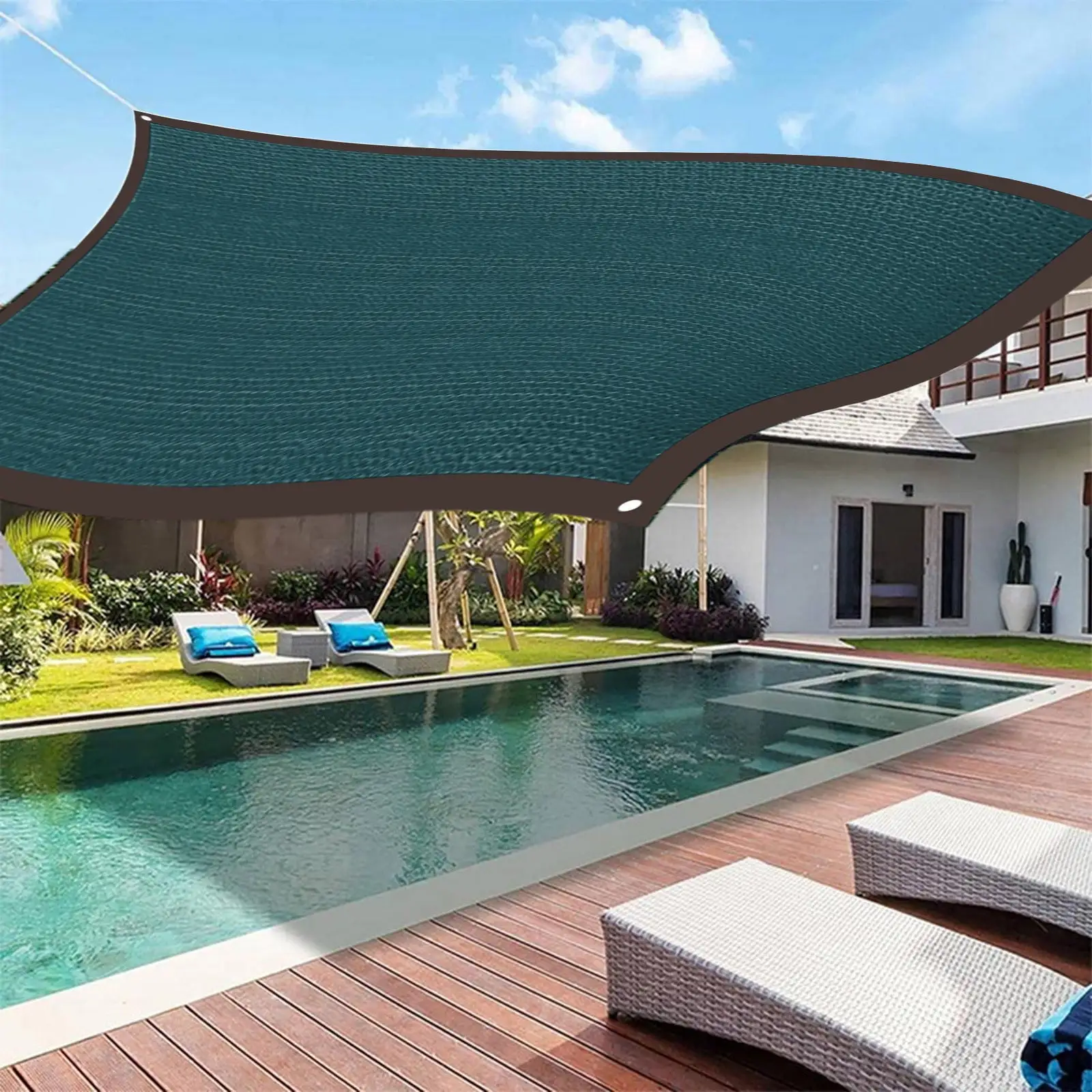 Avtoify Sun Shade Canopy.Outdoor Sunshade Swimming Pool Sun Awning - 95% Sunshine Protection - Rectangle Shade Canopy Sunshine Block for Patio Garden Outdoor Facility Green