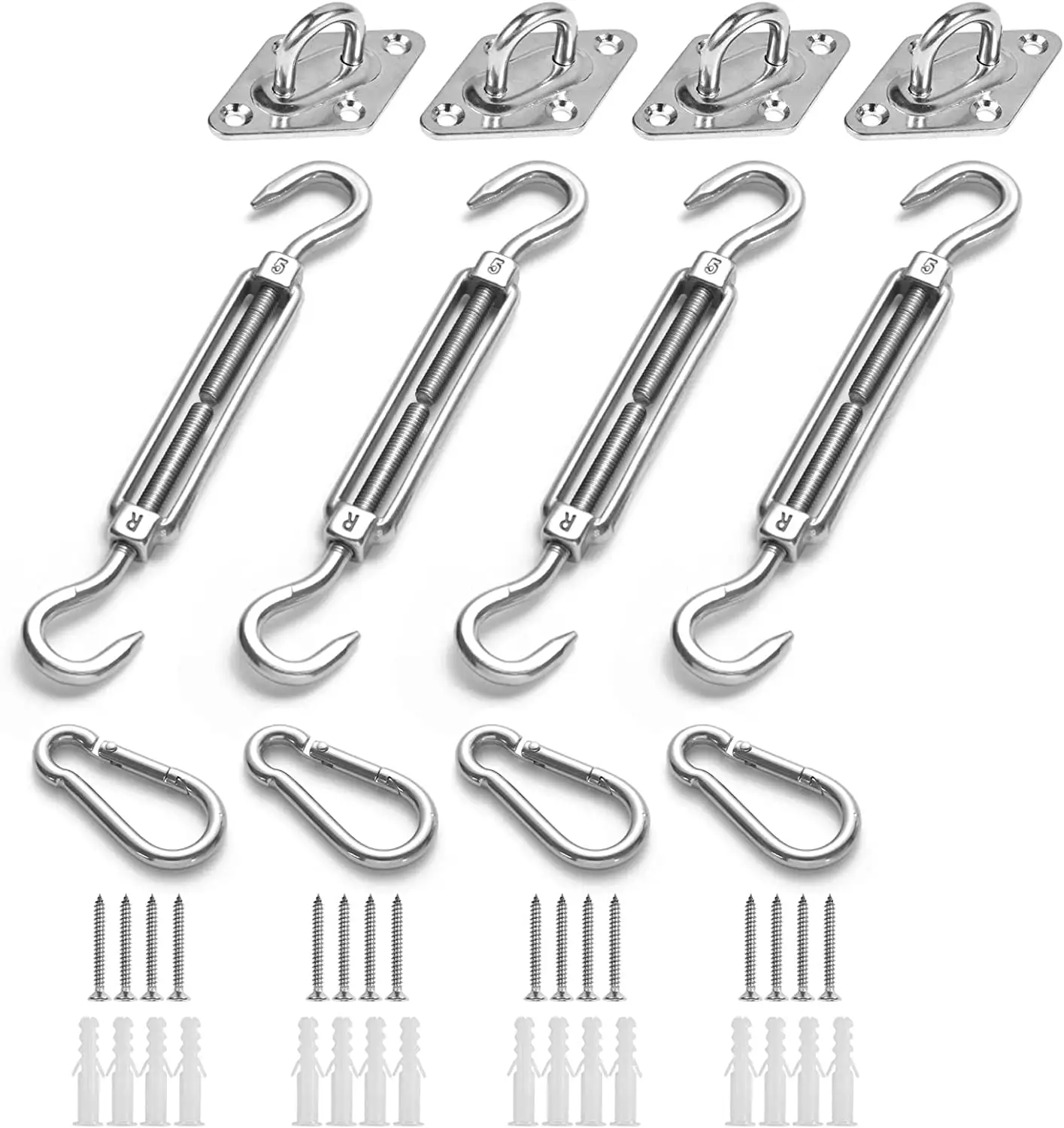 Awning Attachment Set. Heavy Duty Sun Shade Sail Stainless Steel Hardware Kit for Garden Triangle and Square. Rectangle. Sun Shade Sail Fixing Accessories A