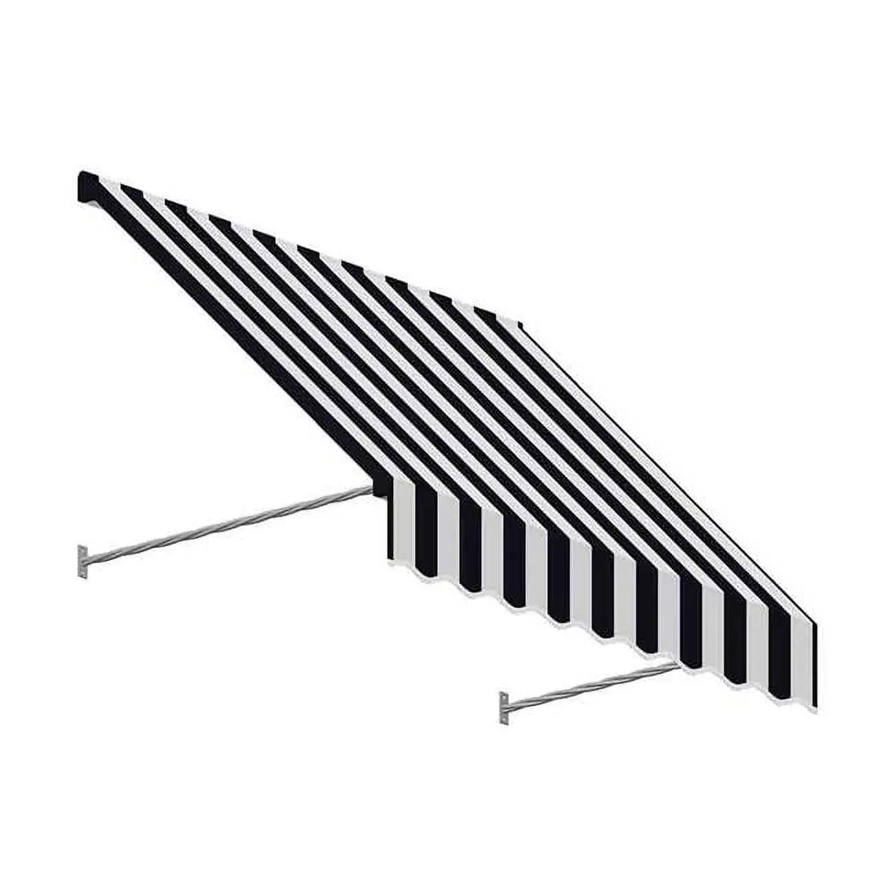 Awntech 3.38 ft. Santa Fe Twisted Rope Arm Window & Entry Awning. Black & White - 44 x 24 in.