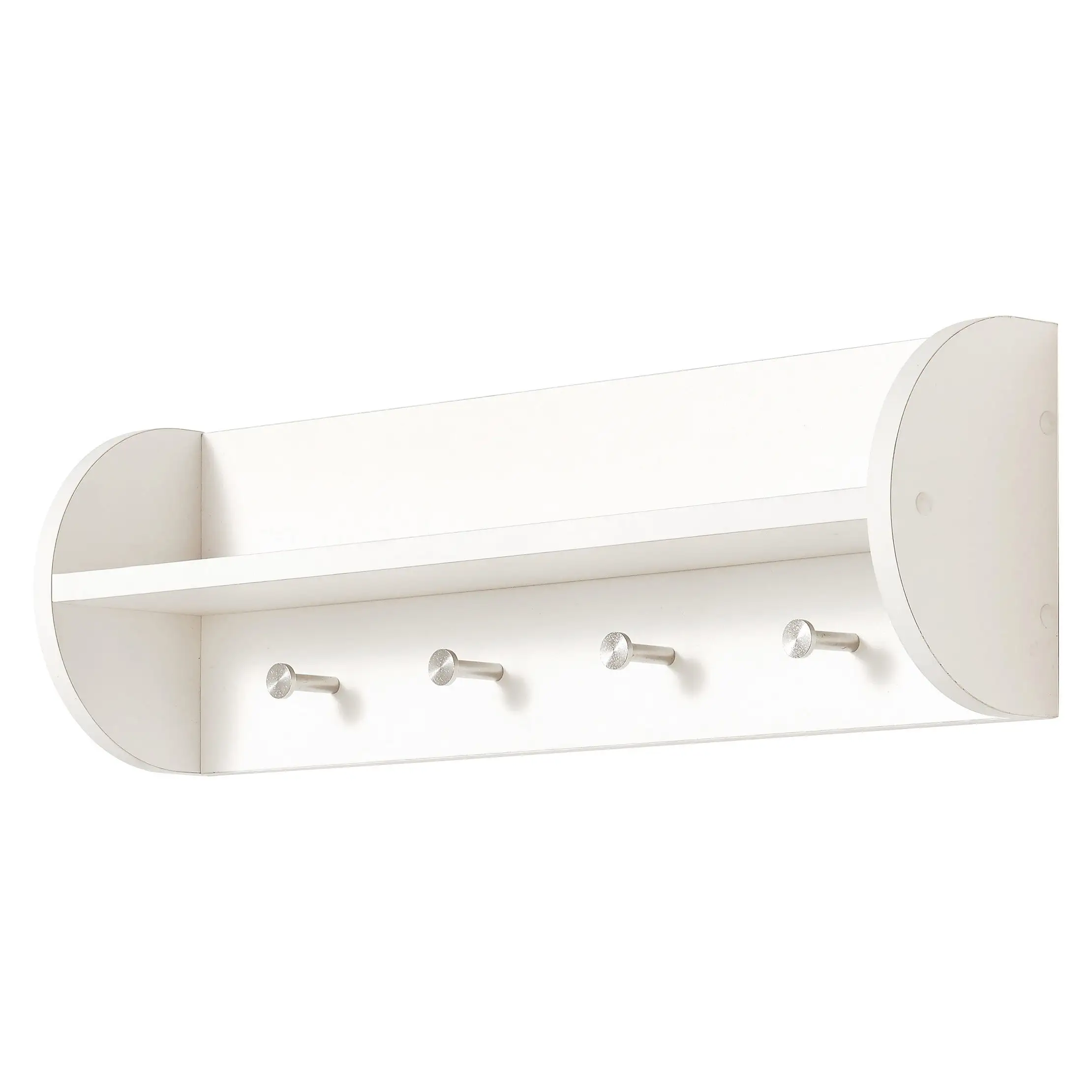 B Utility Shelf with Four Large Stainless Steel Hooks White