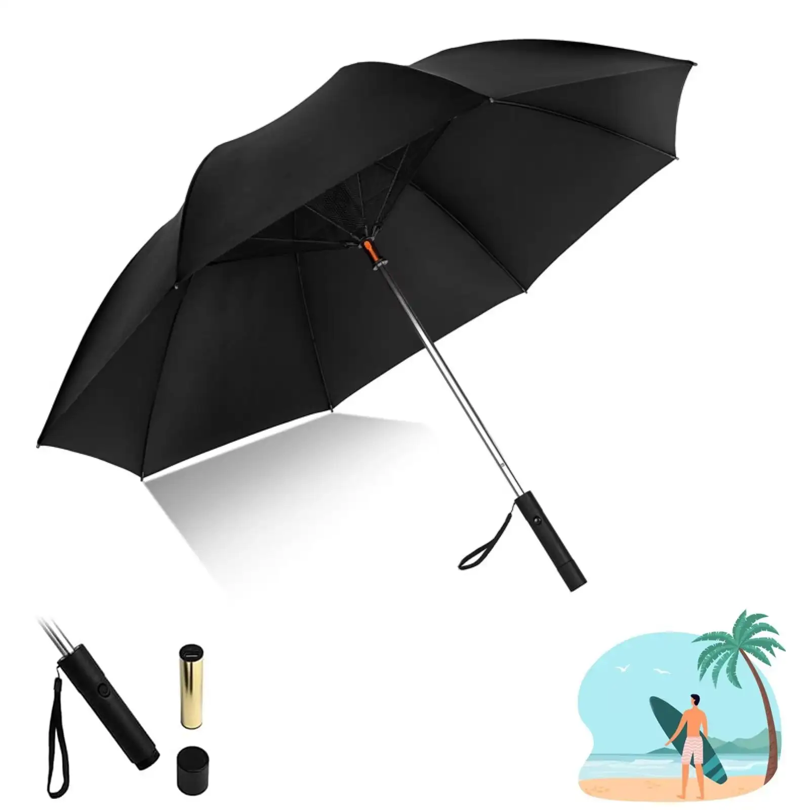 BABYMULY 3 in 1 Umbrella with Fan.Portable Misting Fan Umbrella With Uv Protection.USB Rechargeable Portable Umbrella