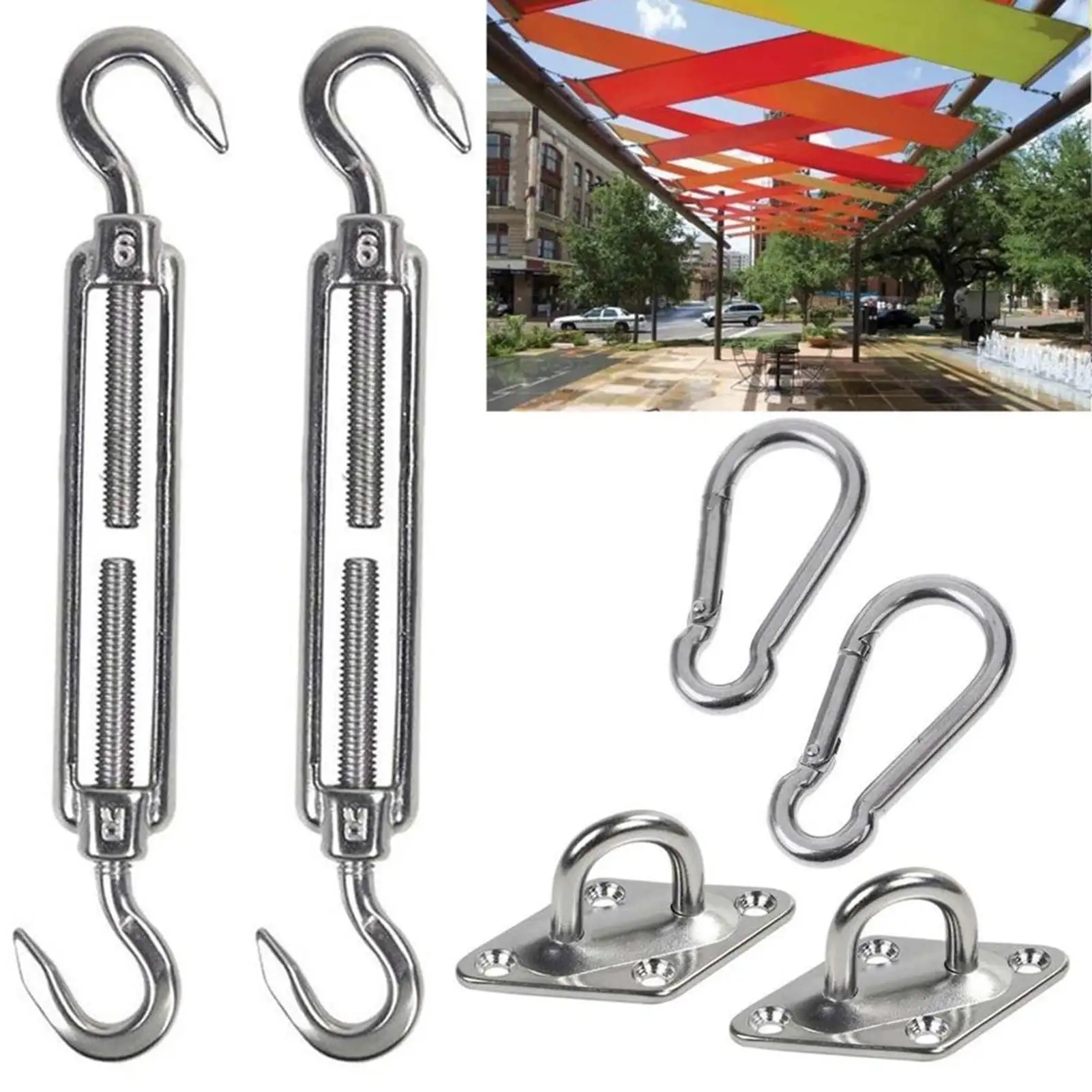 BAETEUY 1 Set Shade Sail Hardware High Strength Strong Load Bearing Triangle Rectangle Sun Shade Sail Outdoor Installation Kit Home Supplies