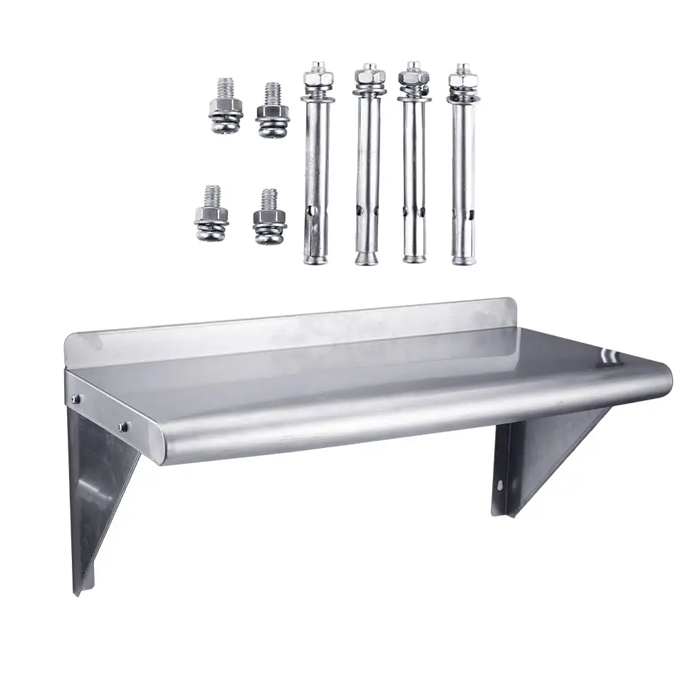 BEKAY Stainless Steel Wall Shelf Set.110 Lbs Load Heavy Duty Wall Mount Shelving for Kitchen Restaurant