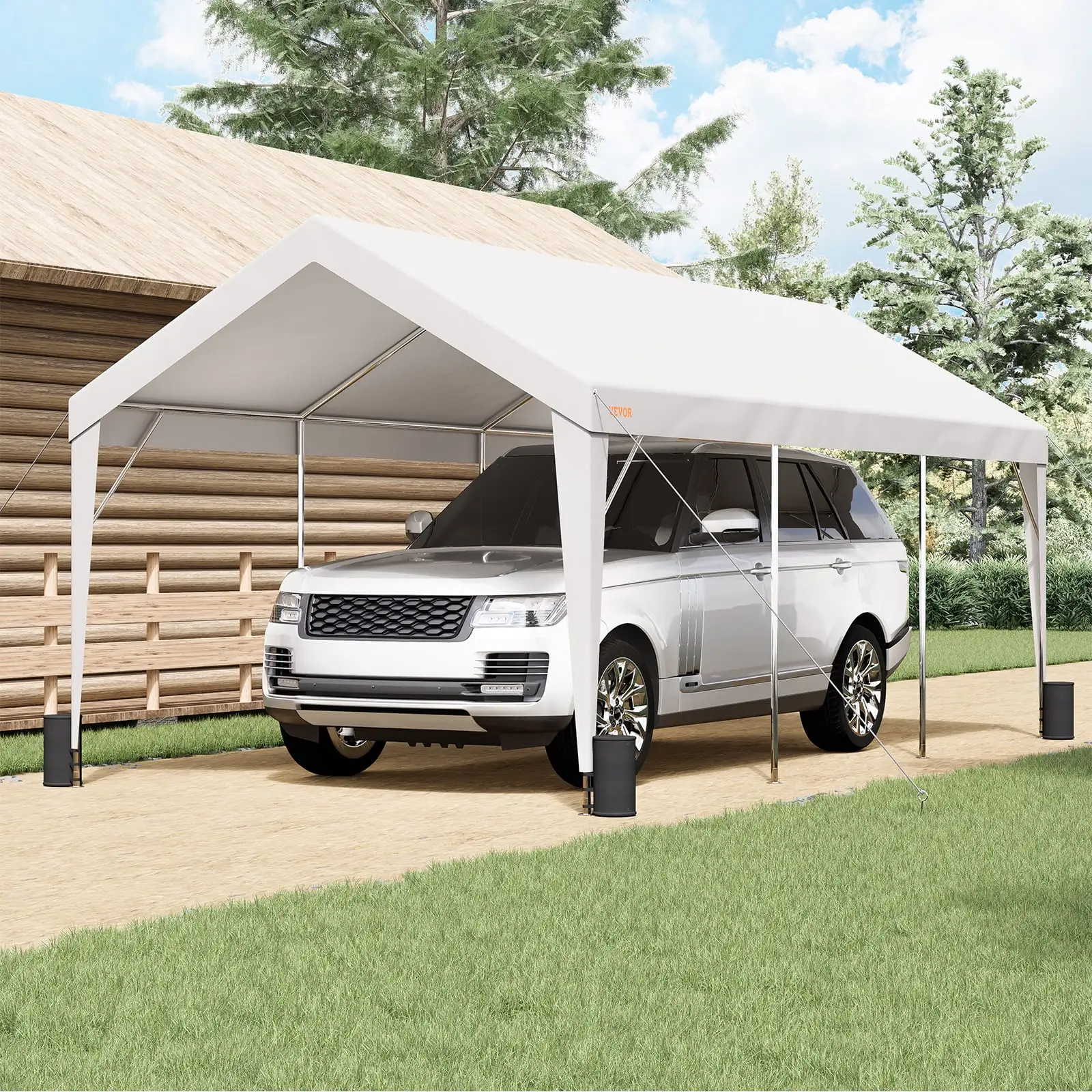 BENTISM Carport Car Canopy Garage Shelter Tent 10x20ft with 8 Poles for Auto Boats