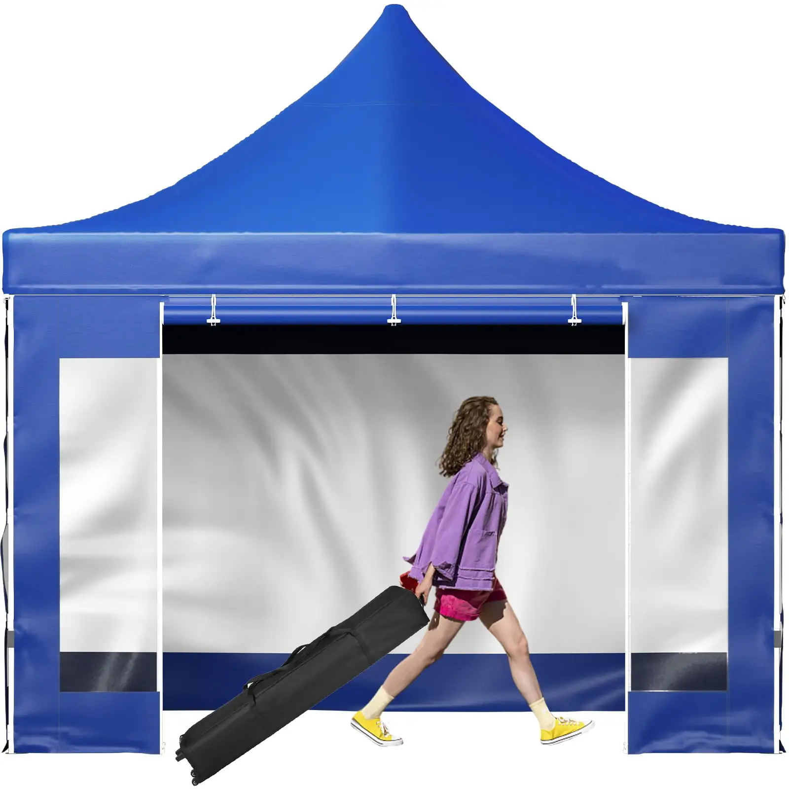 BENTISM Pop Up Canopy Tent Outdoor Gazebo Tent 10 x 10 FT with Sidewalls Blue