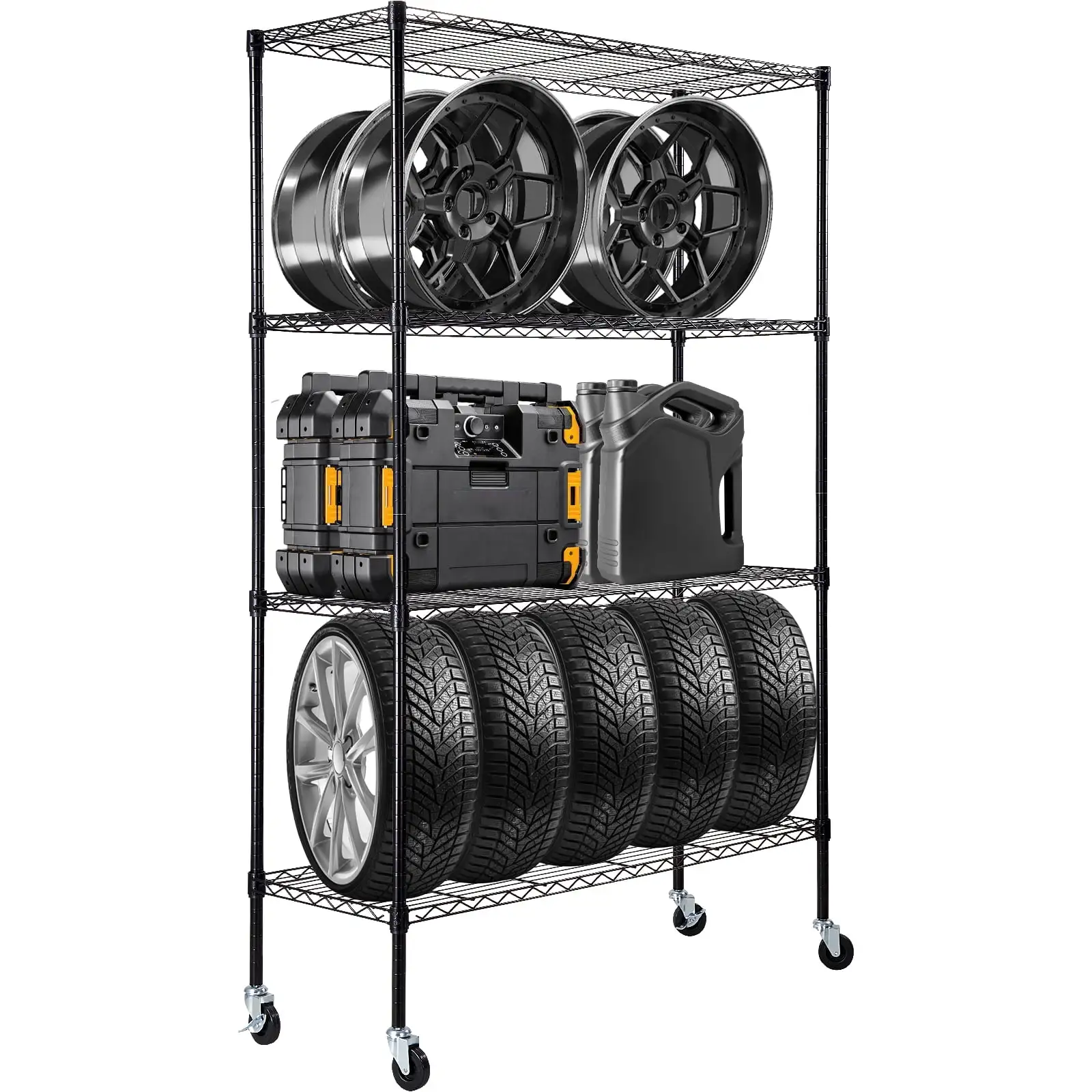 BENTISM Storage Shelving Unit Garage Storage Rack 4-Tier Adjustable 700 lbs Load. Heavy Duty Garage Shelves Metal Organizer Wire Rack