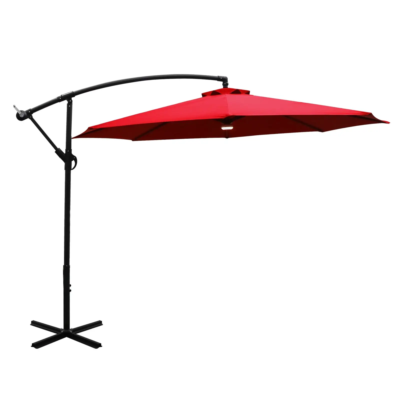 BIGTREE 10' Side Hanging Umbrella Offset with Solar WIFI Speaker 360?? Rotation Base. Red