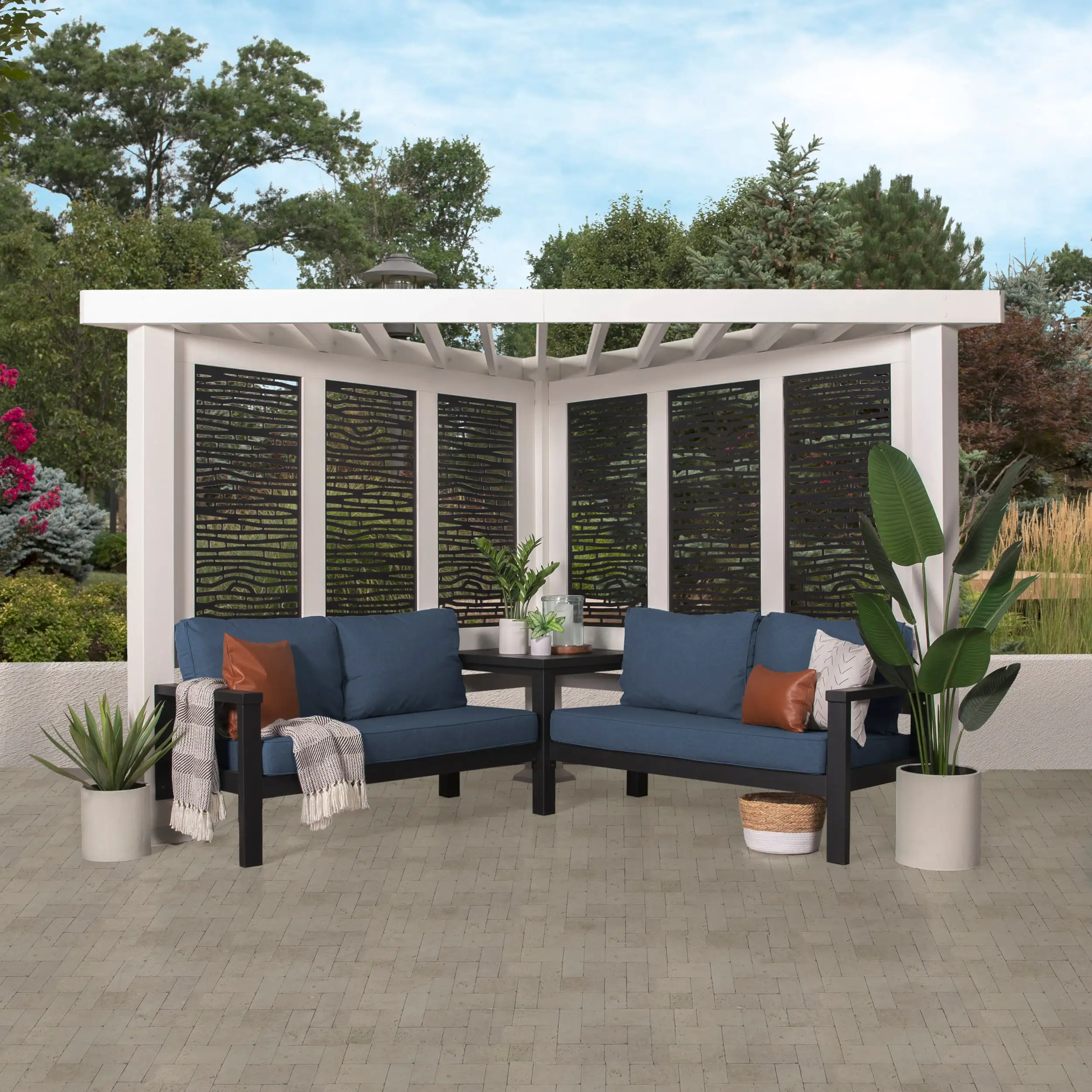 Backyard Discovery Ridgedale Traditional Pergola with Conversation Seating (Indigo)