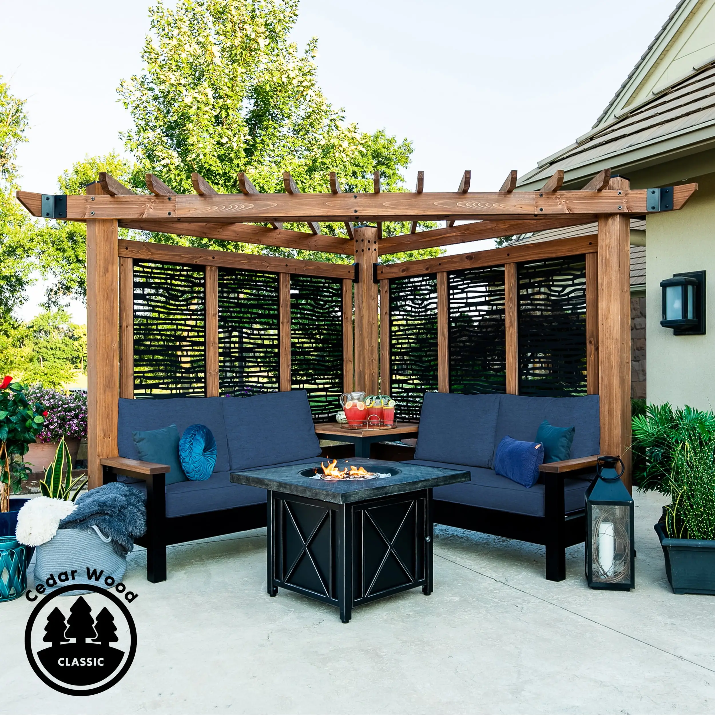 Backyard Discovery Tuscany Cabana Pergola with Conversation Seating (Bamboo/Indigo)