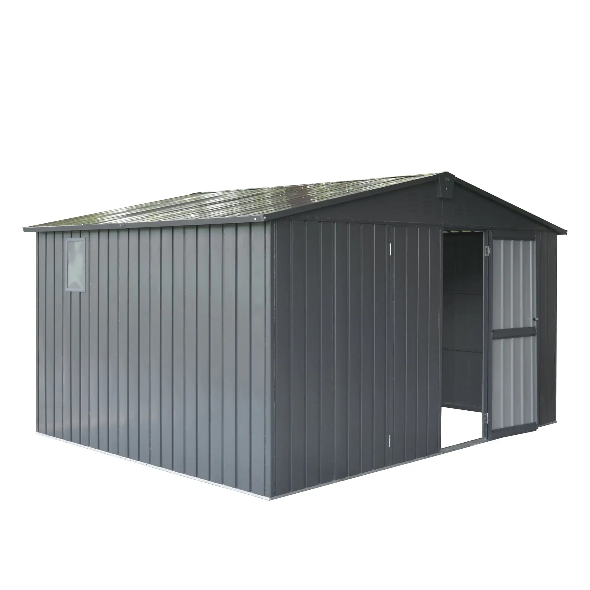 Backyard Storage Shed 11'x 9' with Galvanized Steel Frame & Windows. Outdoor Garden Shed Metal Utility Tool Storage Room with Lockable Door for Patio(Dark Gray)