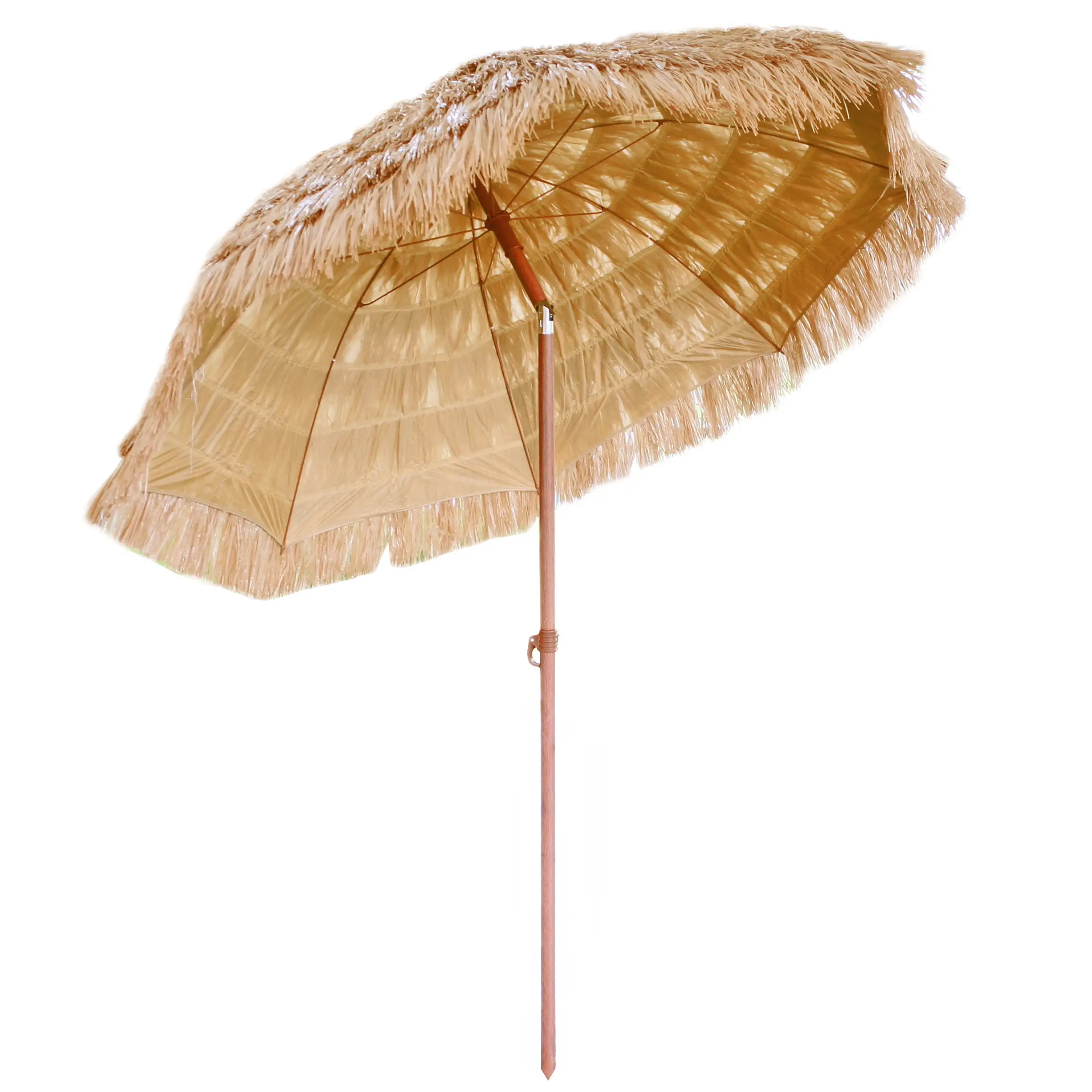 Backyard X-Scapes Tan Tiki Thatch Patio Umbrella for Outdoors 6.5' D