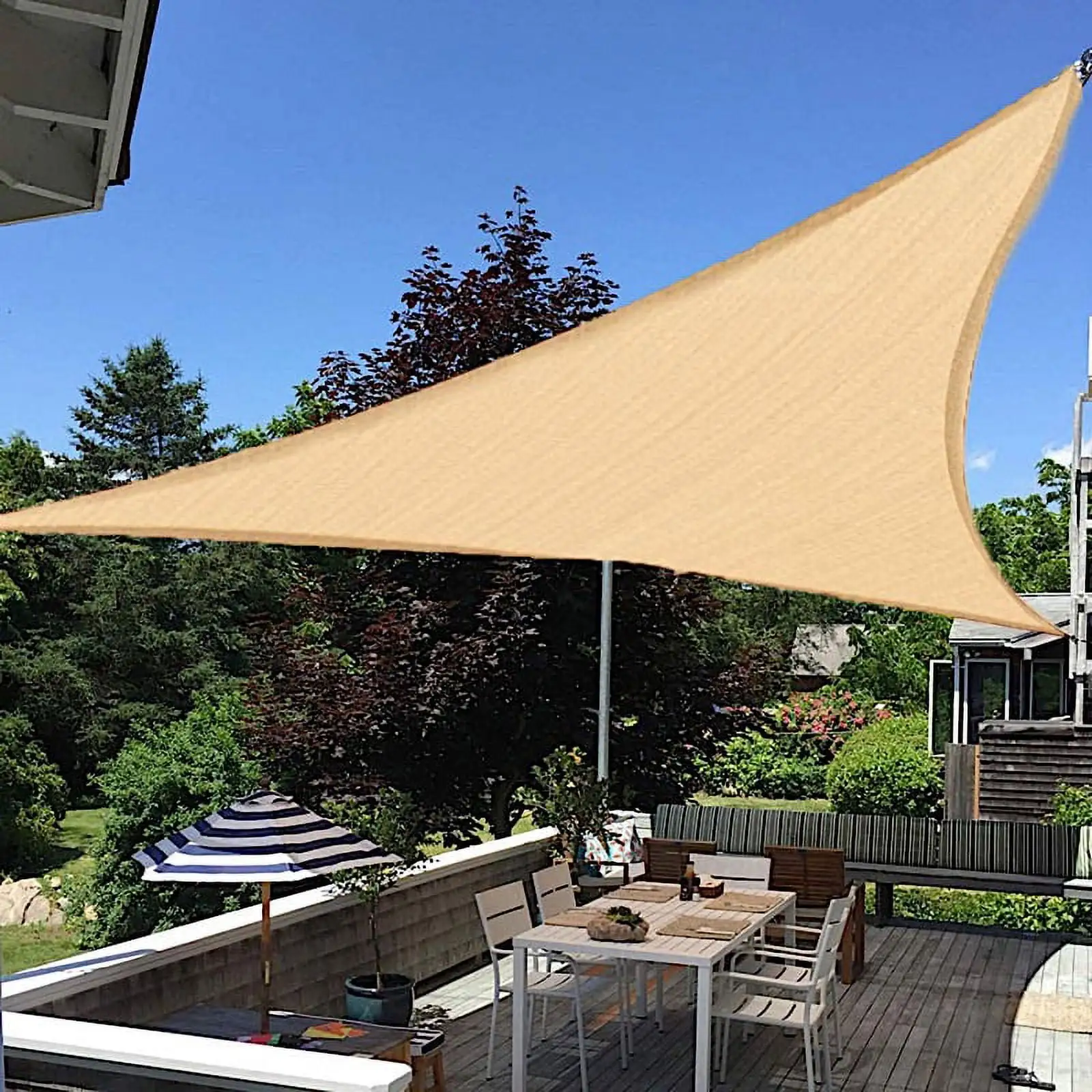 BalsaCircle 16 Feet Light Brown Triangle Sun Shade Sail UV Block Canopy Party