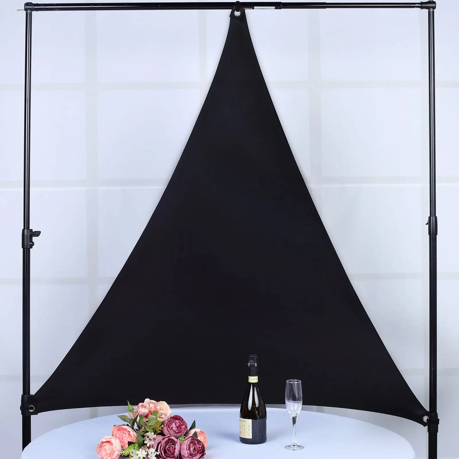 BalsaCircle Black 6 feet Spandex Wall Patio Triangle Sail Cover Grommets Wedding Party Photobooth Decoration