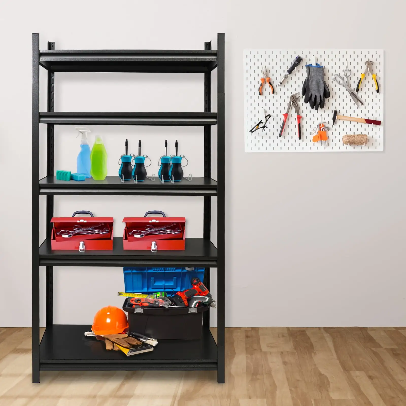 Baokaler 72H Garage Storage Shelving Heavy Duty. Adjustable 5-Tier Metal Shelves for Storage. Basement Shelving Utility Shelf Rack. 2000 lbs Capacity. 72H*35.4W*15.7D. Black