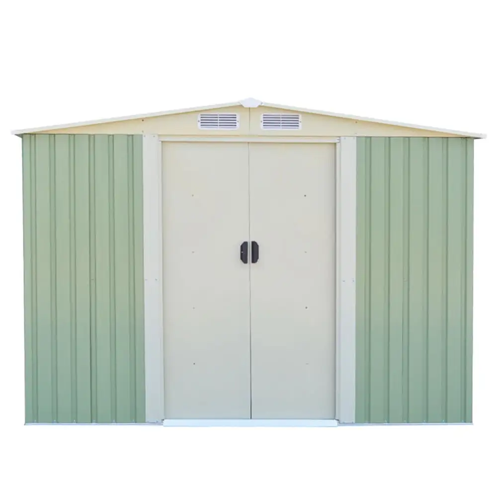 Barara King Outside Sheds. Oversized Storage Shed.8x8 Feet Outdoor Garden Galvanized Steel Storage Shed with Sliding Door-Light Green