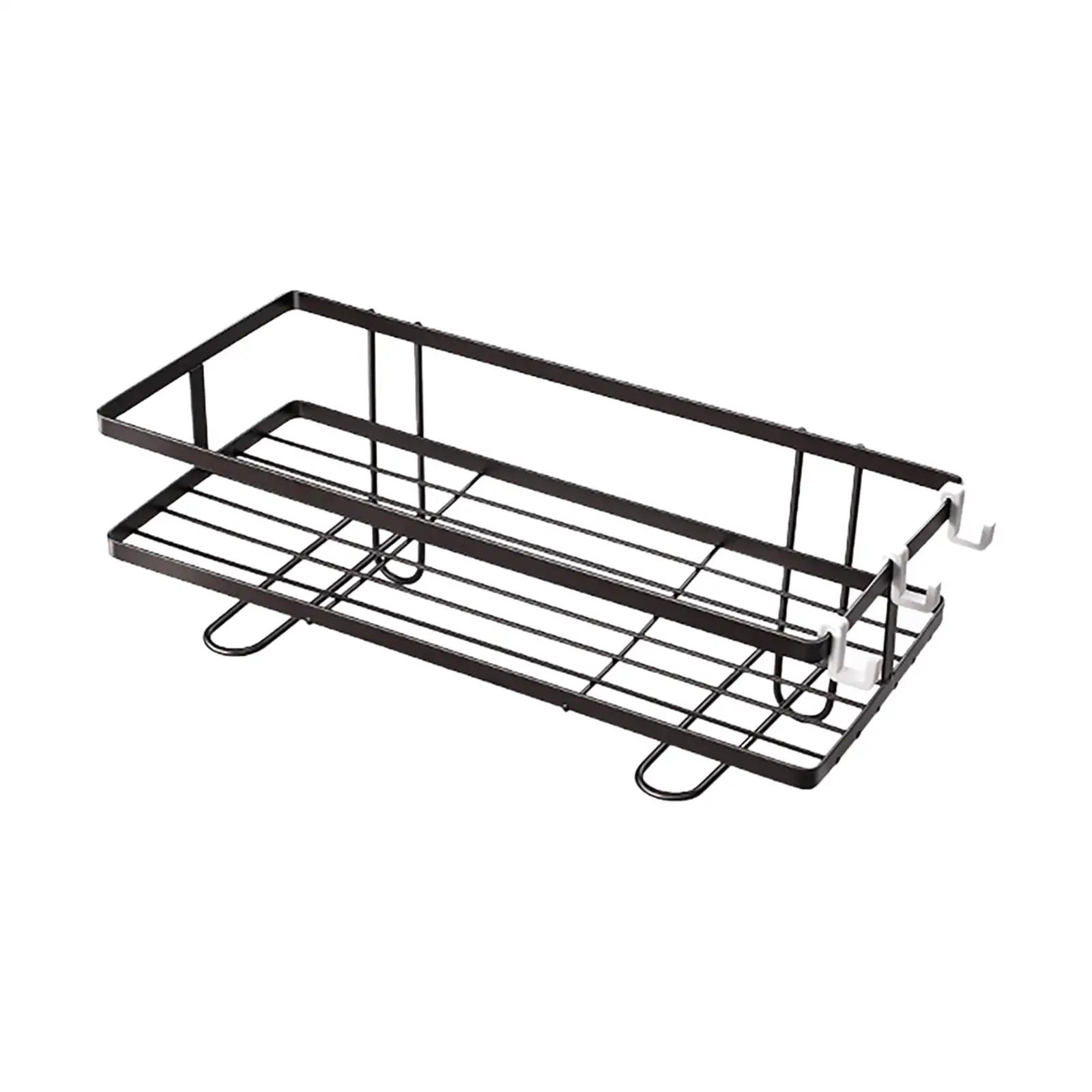 Bathroom Over The Toilet Storage Shelf With Hook Black Mesh Bracket Shelves Compact Design No Drilling No Screw Rack For Small Space Savers Simple Project