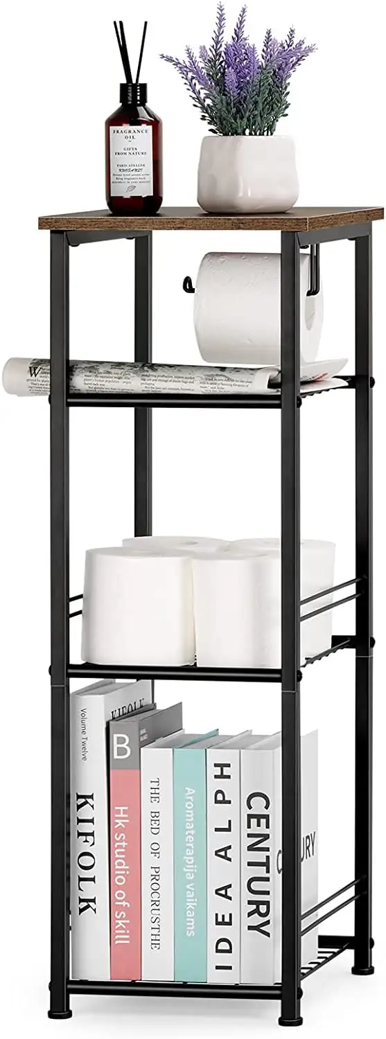 Bathroom Storage Shelf Freestanding 4 Tier Small Shelving Unit Organizer. Black