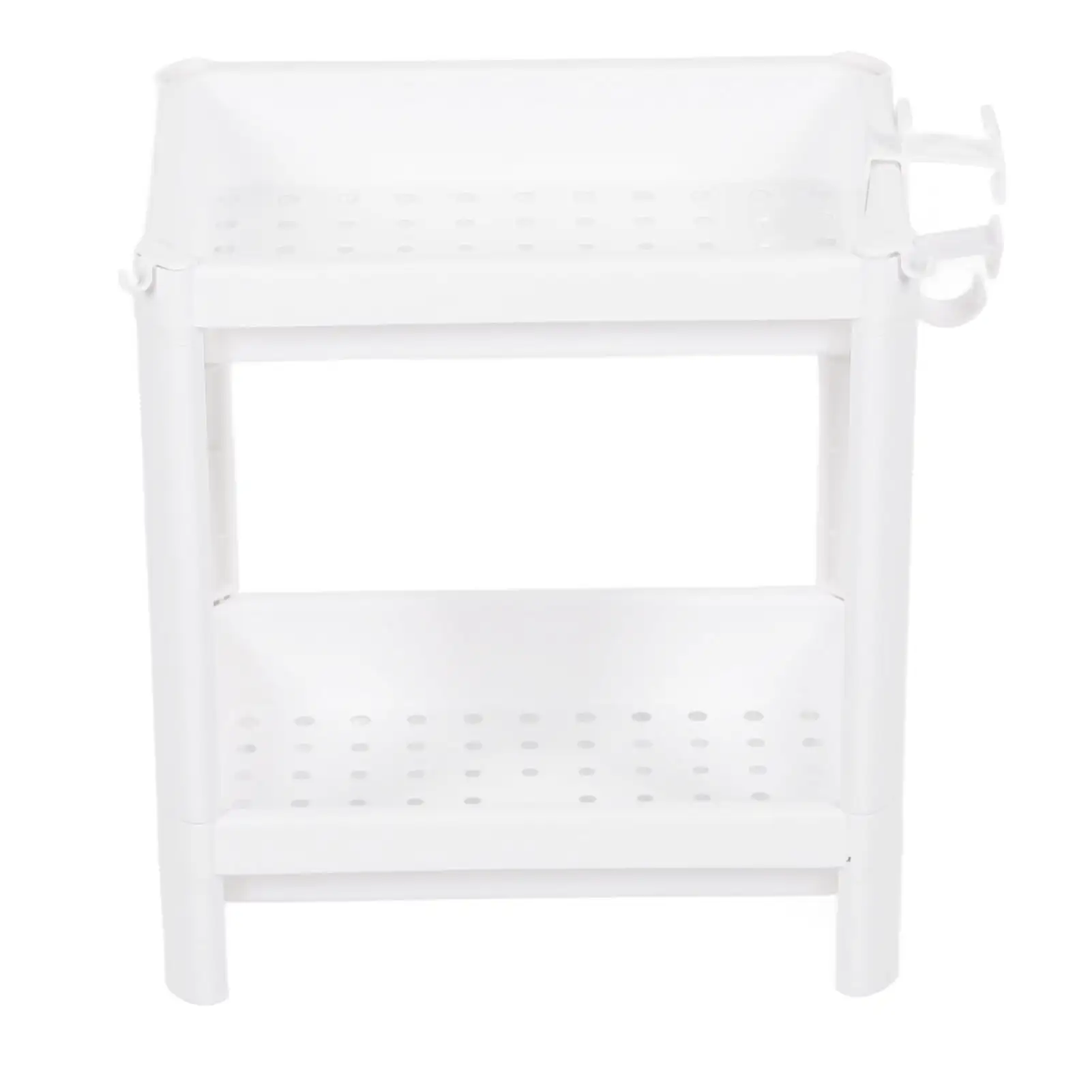 Bathroom Tower Shelf Plastic Freestanding Storage Rack Organizer Multifunctional Shelving Unit for Living Room Bedroom Kitchen White 2 Layers