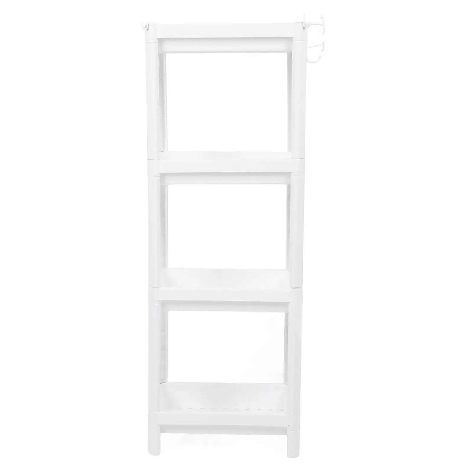 Bathroom Tower Shelf Plastic Freestanding Storage Rack Organizer Multifunctional Shelving Unit for Living Room Bedroom Kitchen White 4 Layers