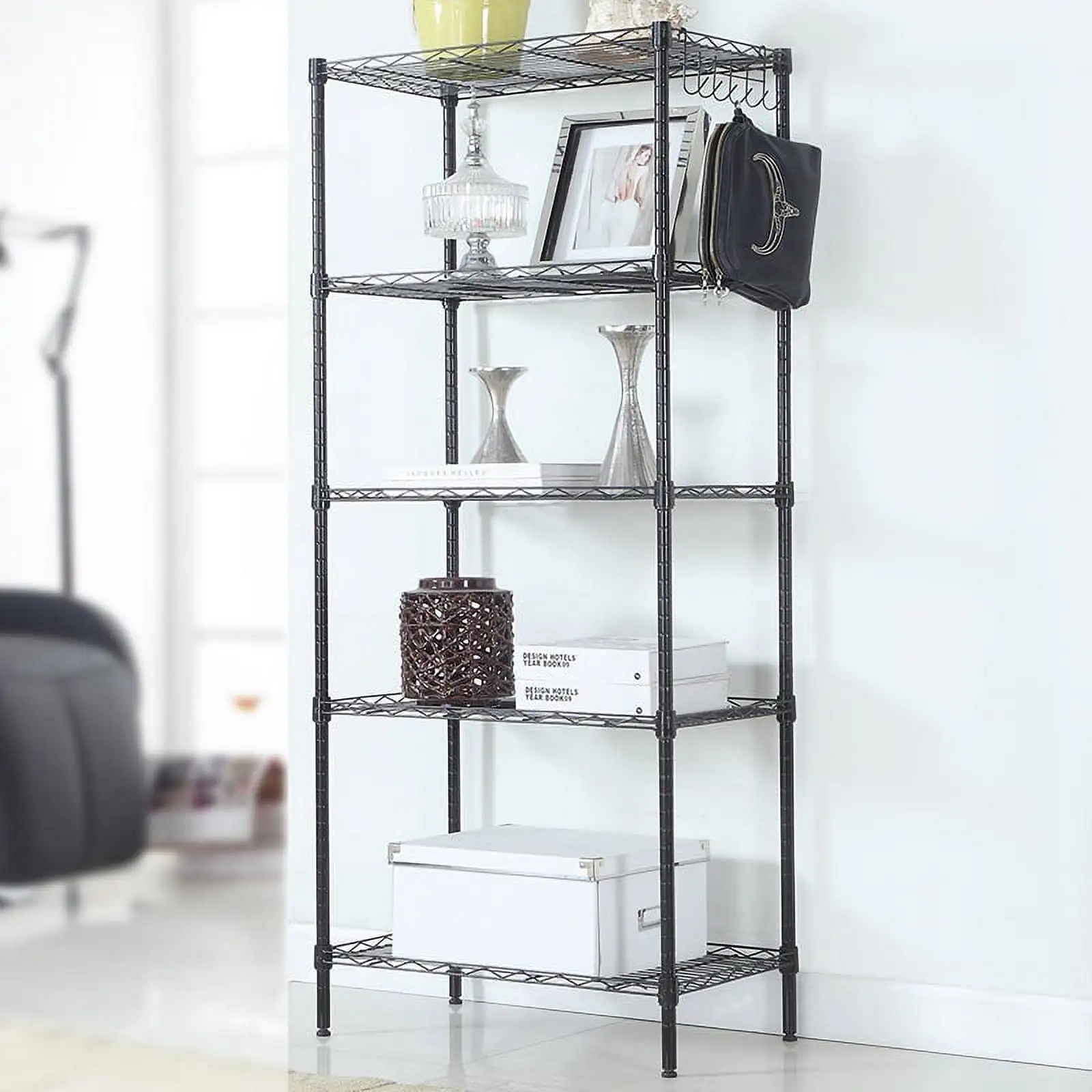 Bayhto Changeable Assembly Floor Standing Carbon Steel Storage Rack-Black