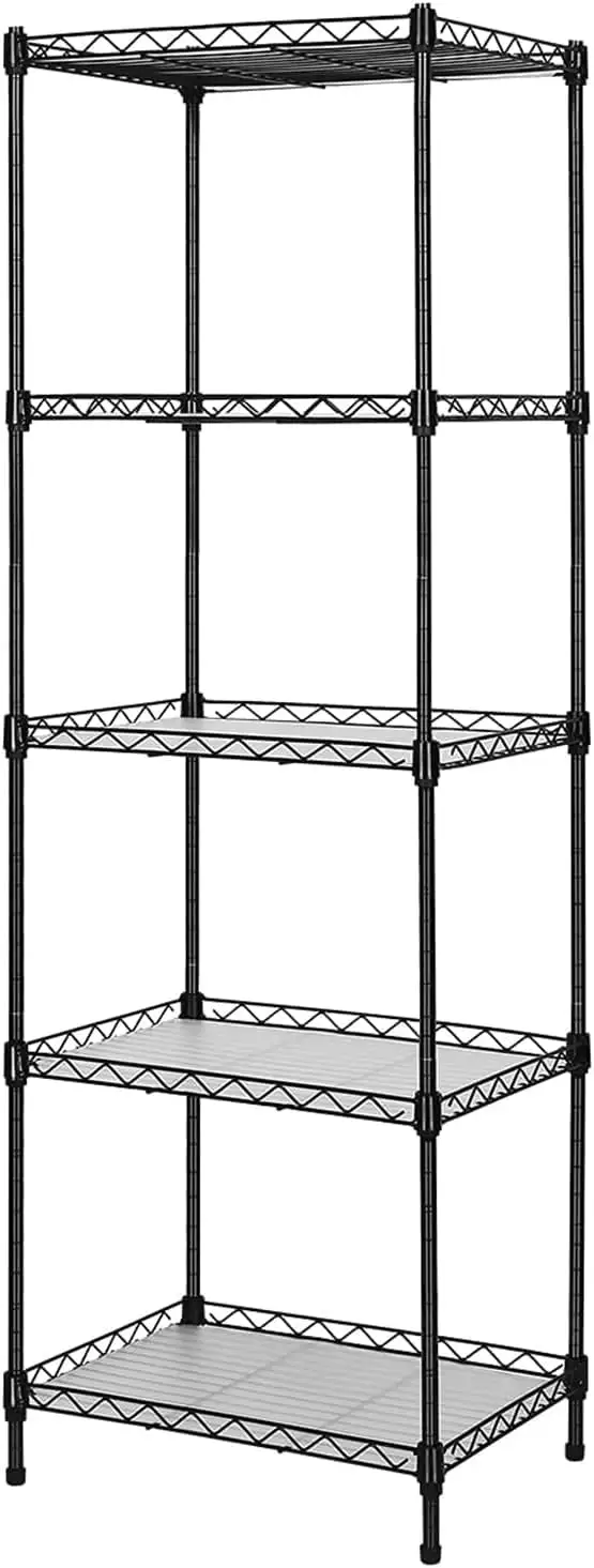 Best 5-Tier Wire Shelving - Black - Heavy Duty Shelf - Kitchen Storage Shelves. Wire Shelving Unit with Baskets Storage Rack Corner Shelf Shelving Adjustable Storage Shelf. 11.8 D x 15.7 W x 63 H