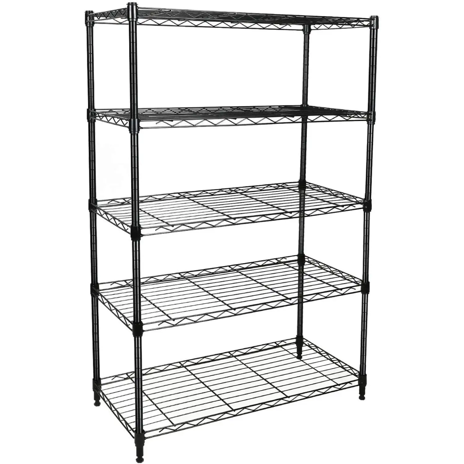 Best Simple Deluxe Heavy Duty 5-Shelf Shelving Unit. 29 D x 14W x 61 H. 5 Tier. Black