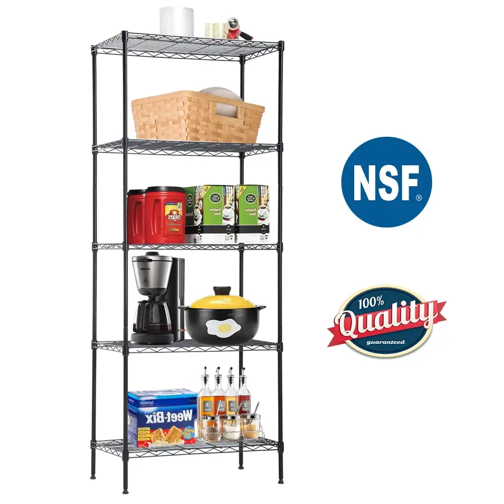 BestMassage Heavy Duty 24W x 14D x 60H 5-Shelf Metal Freestanding Shelves. Black