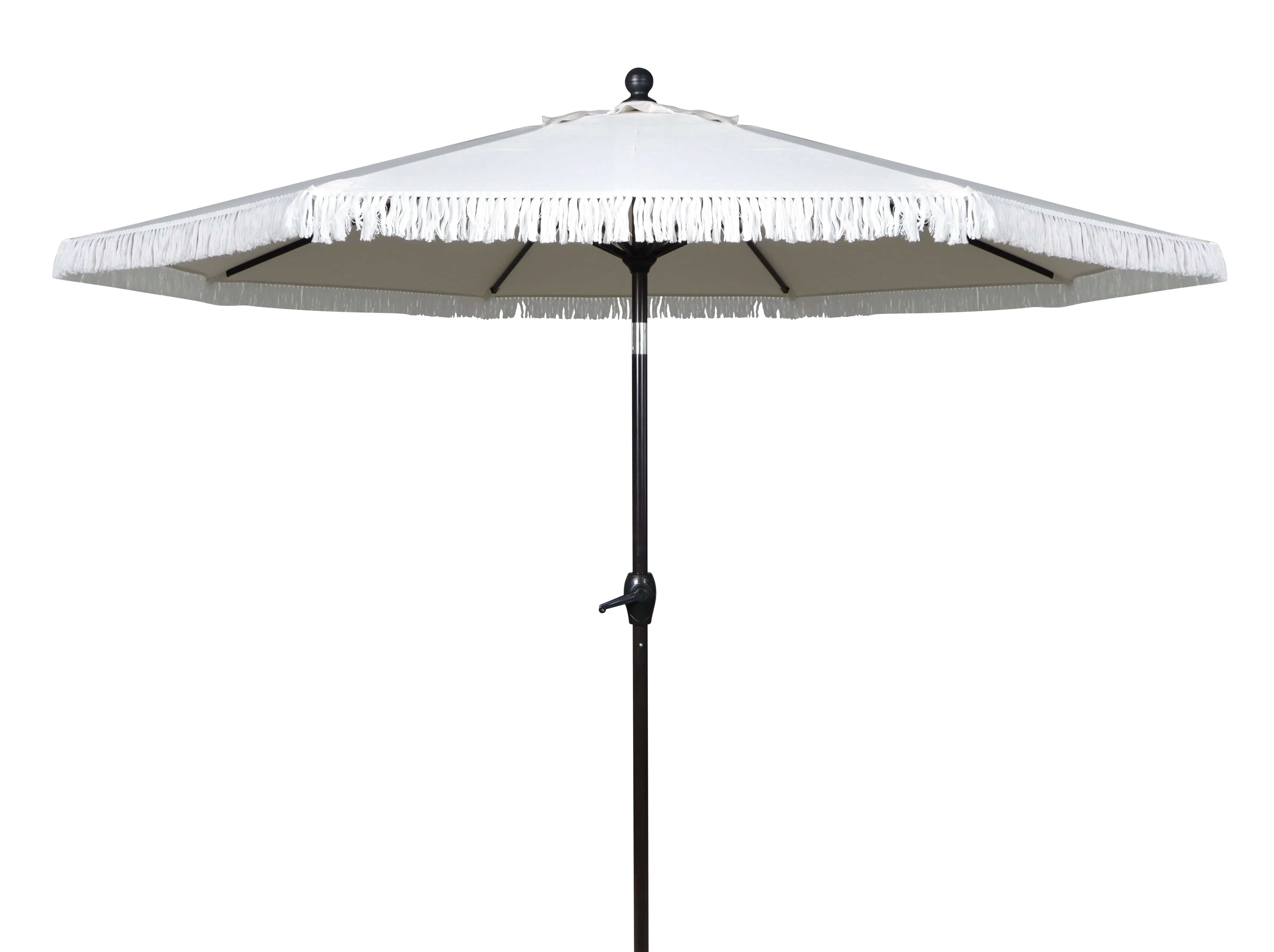 Better Homes & Gardens Outdoor 9' Cream Ventura Fringe Round Crank Premium Patio Umbrella