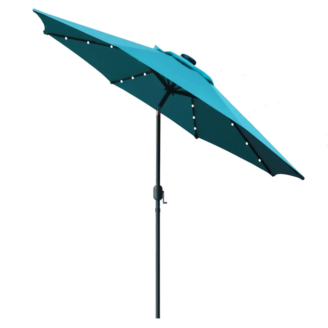 Bibana 9ft Solar 24 LED Lighted Patio Umbrella with 8 Ribs. Adjustment and Crank Lift System