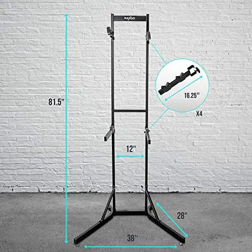 Bike Garage Storage Rack. 4 Bicycle Garage Floor Stand. Adjustable. Freestanding. Adjustable Hooks. For Mountain & Road bicycles. Universal For Indoor Use