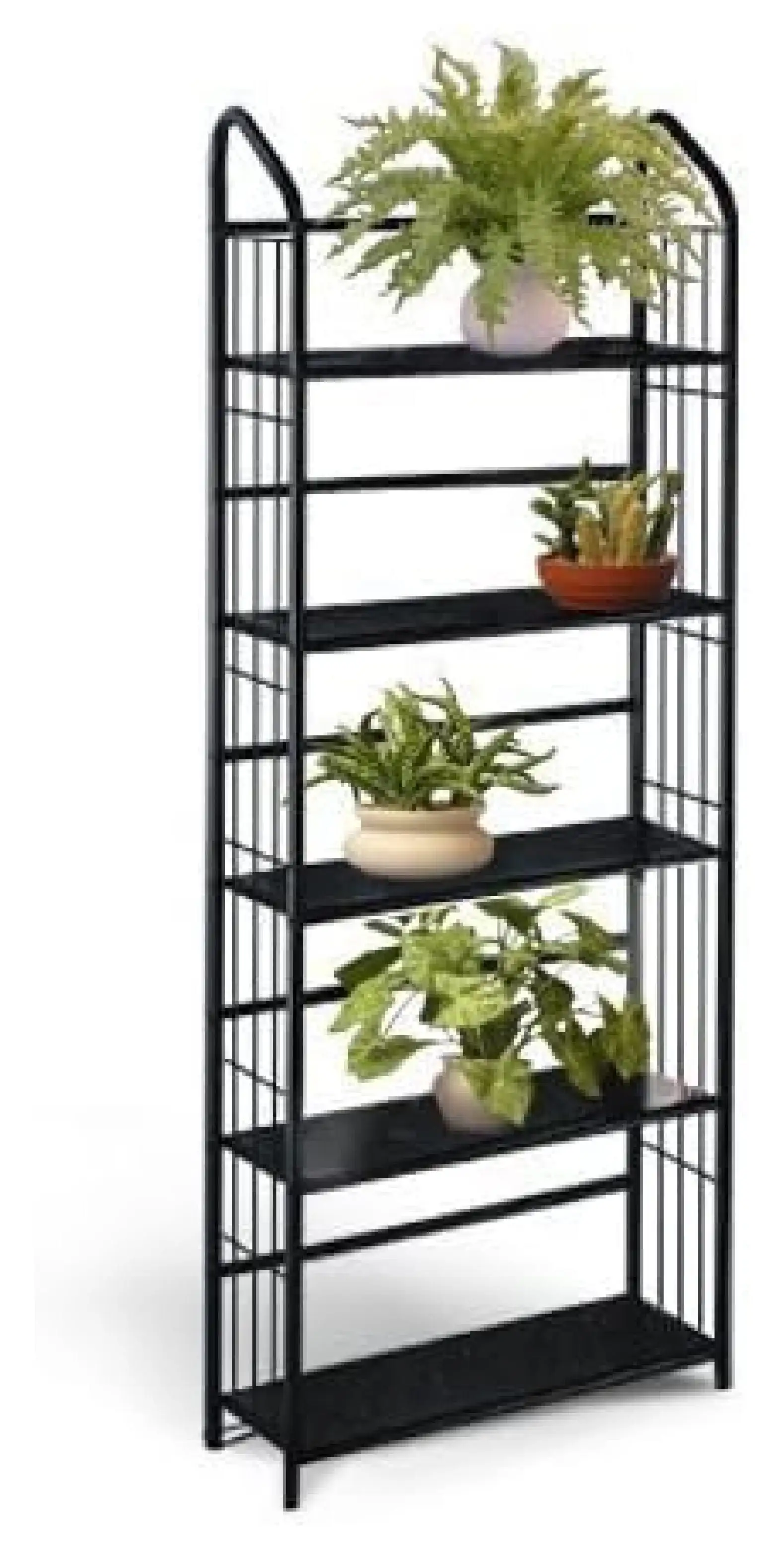 Black Metal Outdoor Patio Plant Stand 5 Tier Shelf Unit